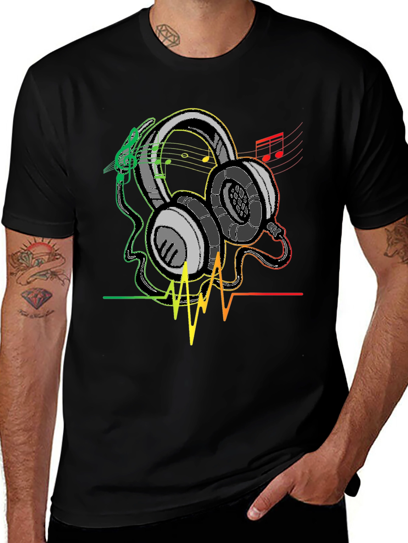 Rasta Headphones Graphic Tee - Music Lover Shirt