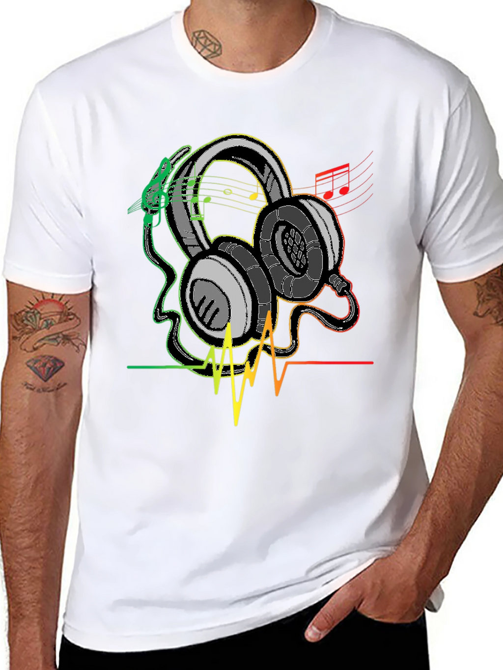 Rasta Headphones Graphic Tee - Music Lover Shirt