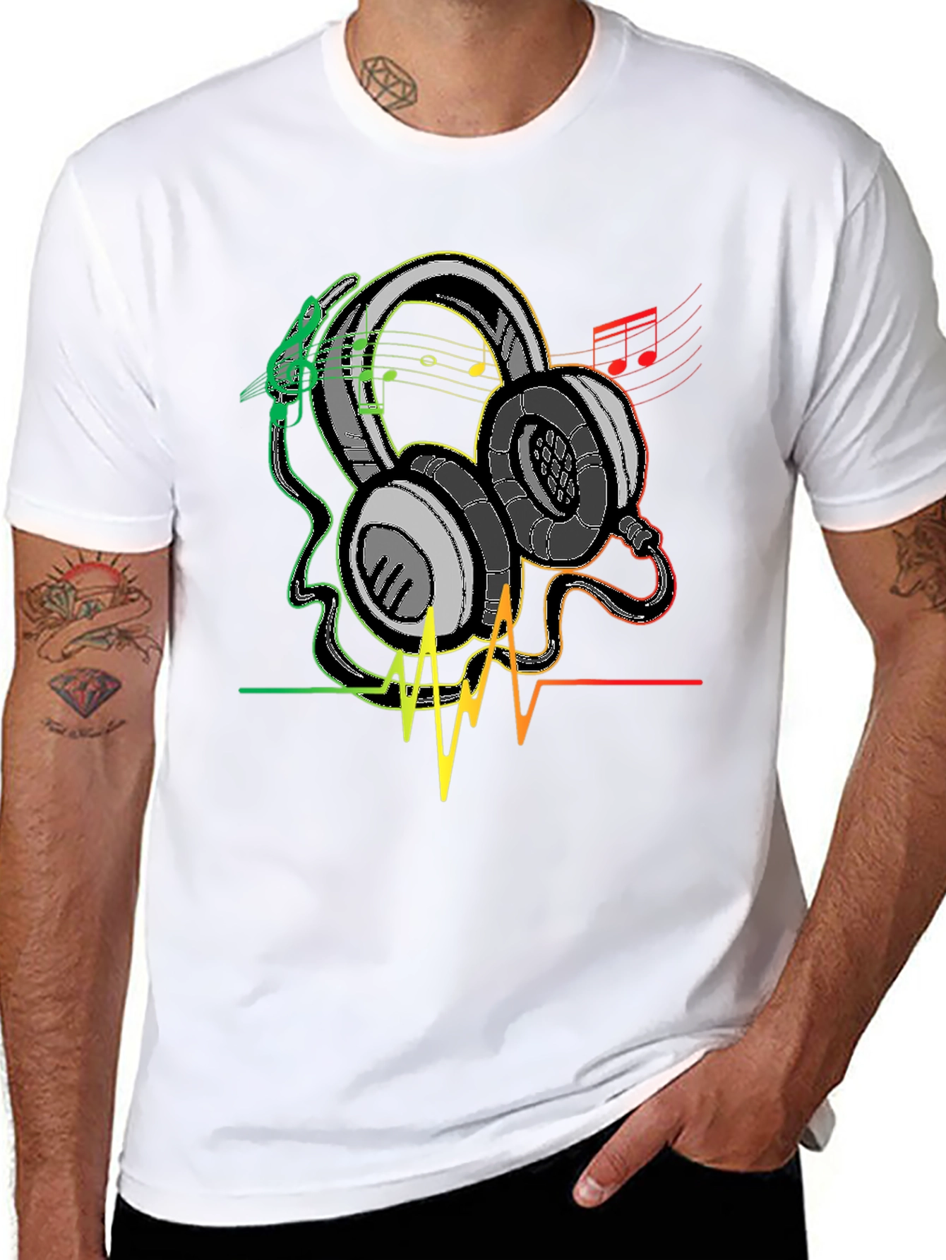 Rasta Headphones Graphic Tee - Music Lover Shirt
