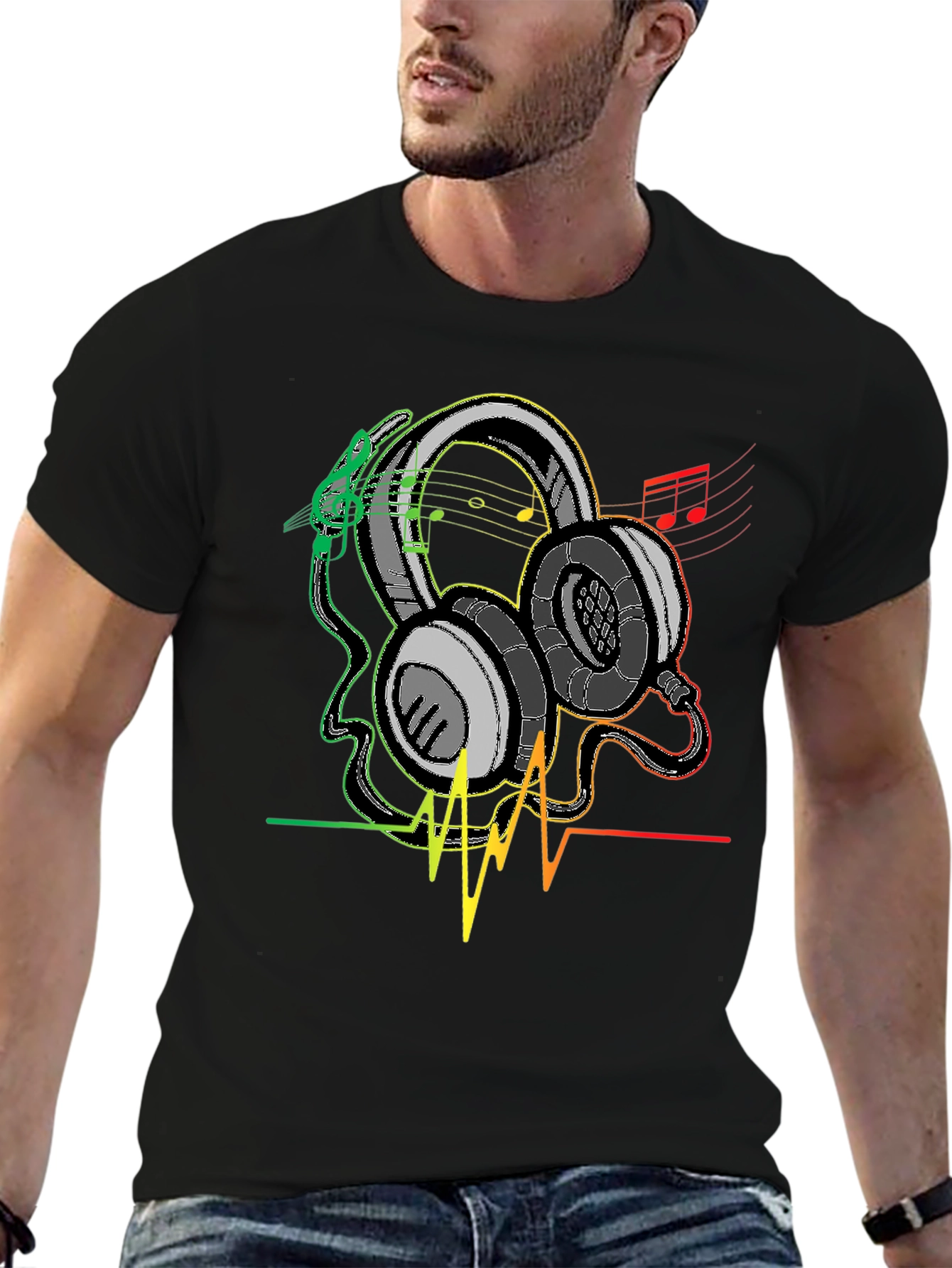 Rasta Headphones Graphic Tee - Music Lover Shirt