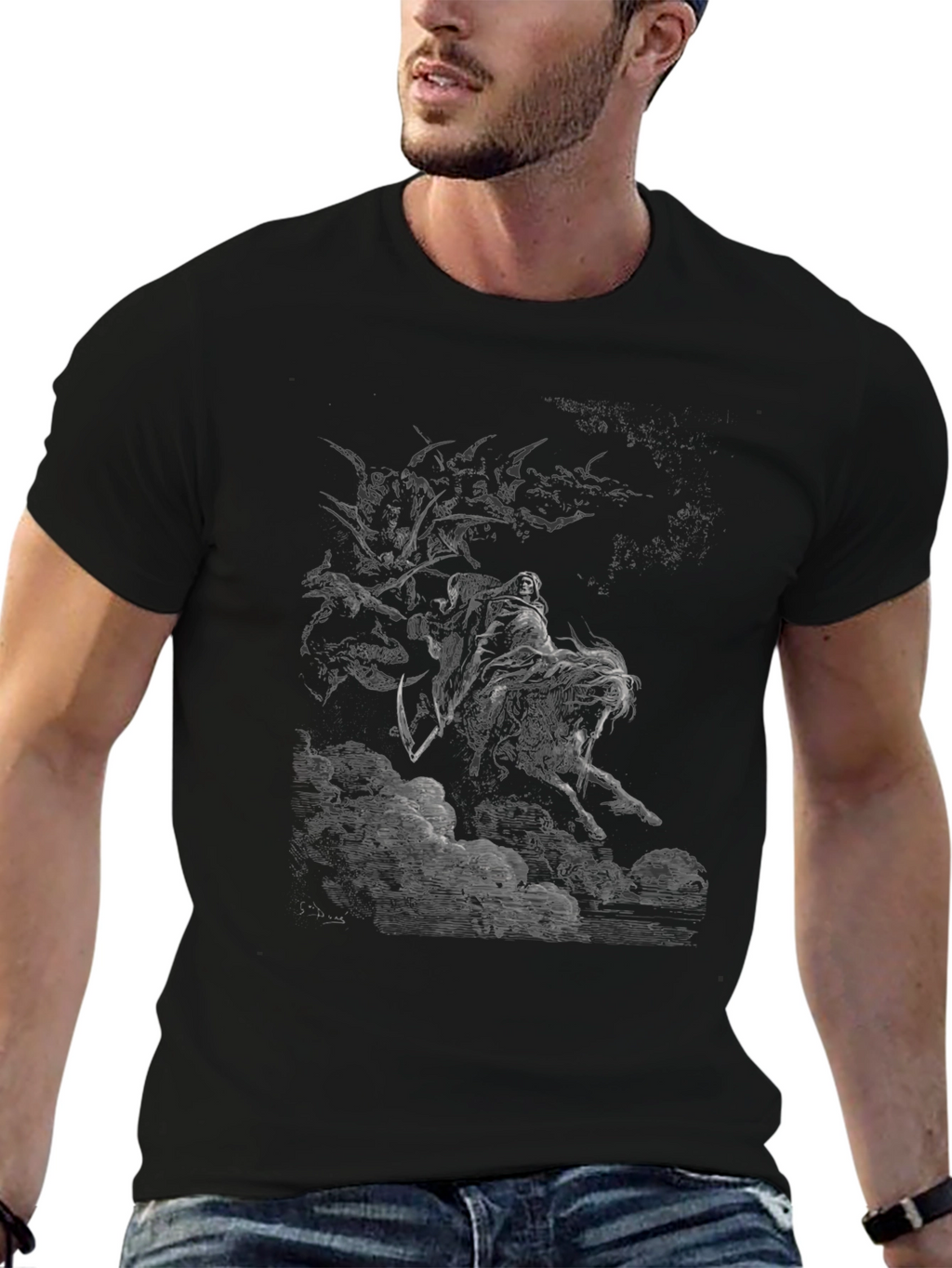 Grim Reaper Graphic T-Shirt - Dark Fantasy Design