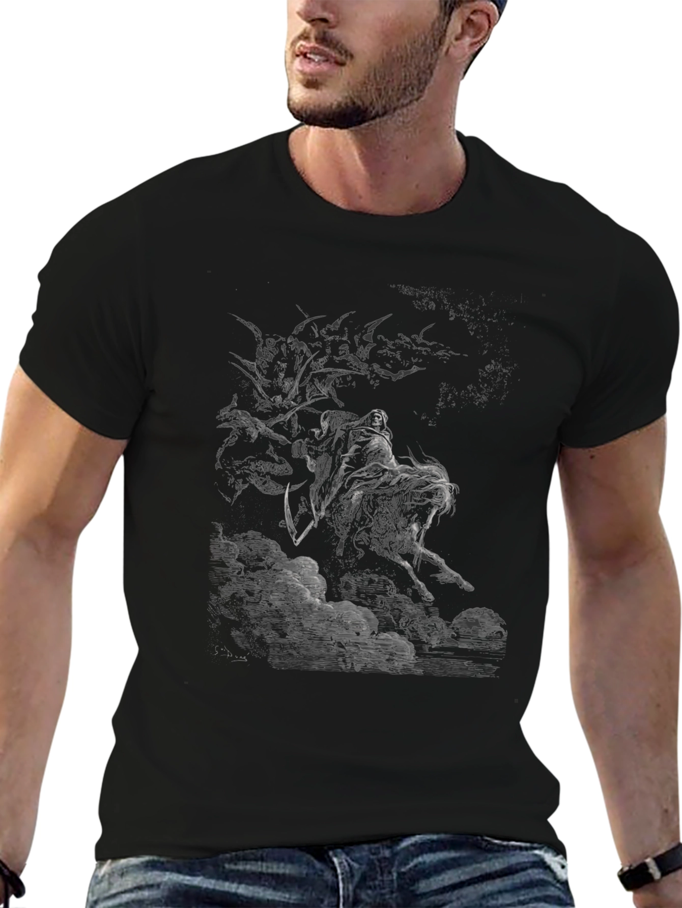Grim Reaper Graphic T-Shirt - Dark Fantasy Design