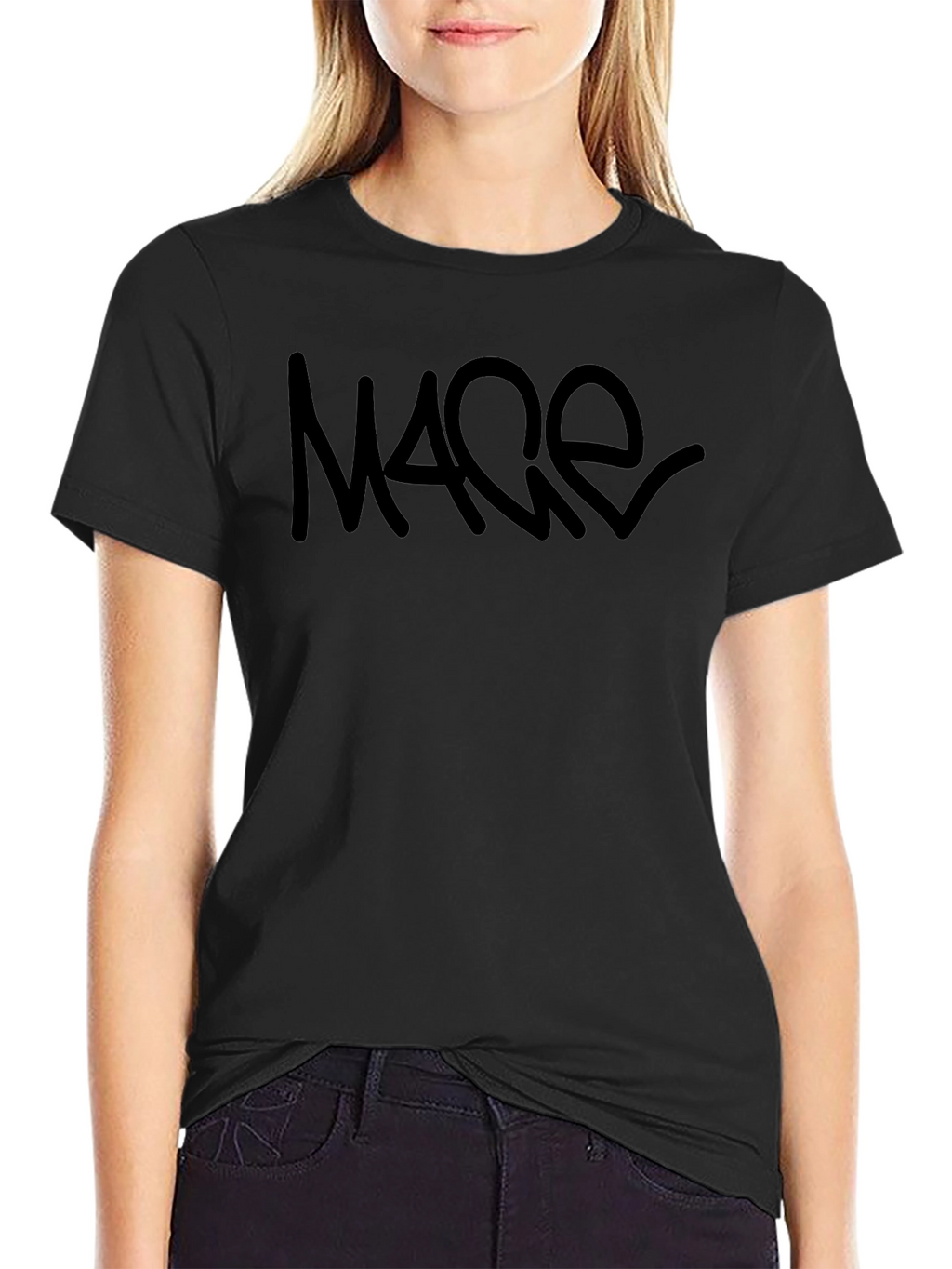 Mace Black Graphic Tee - Casual Crew Neck T-Shirt