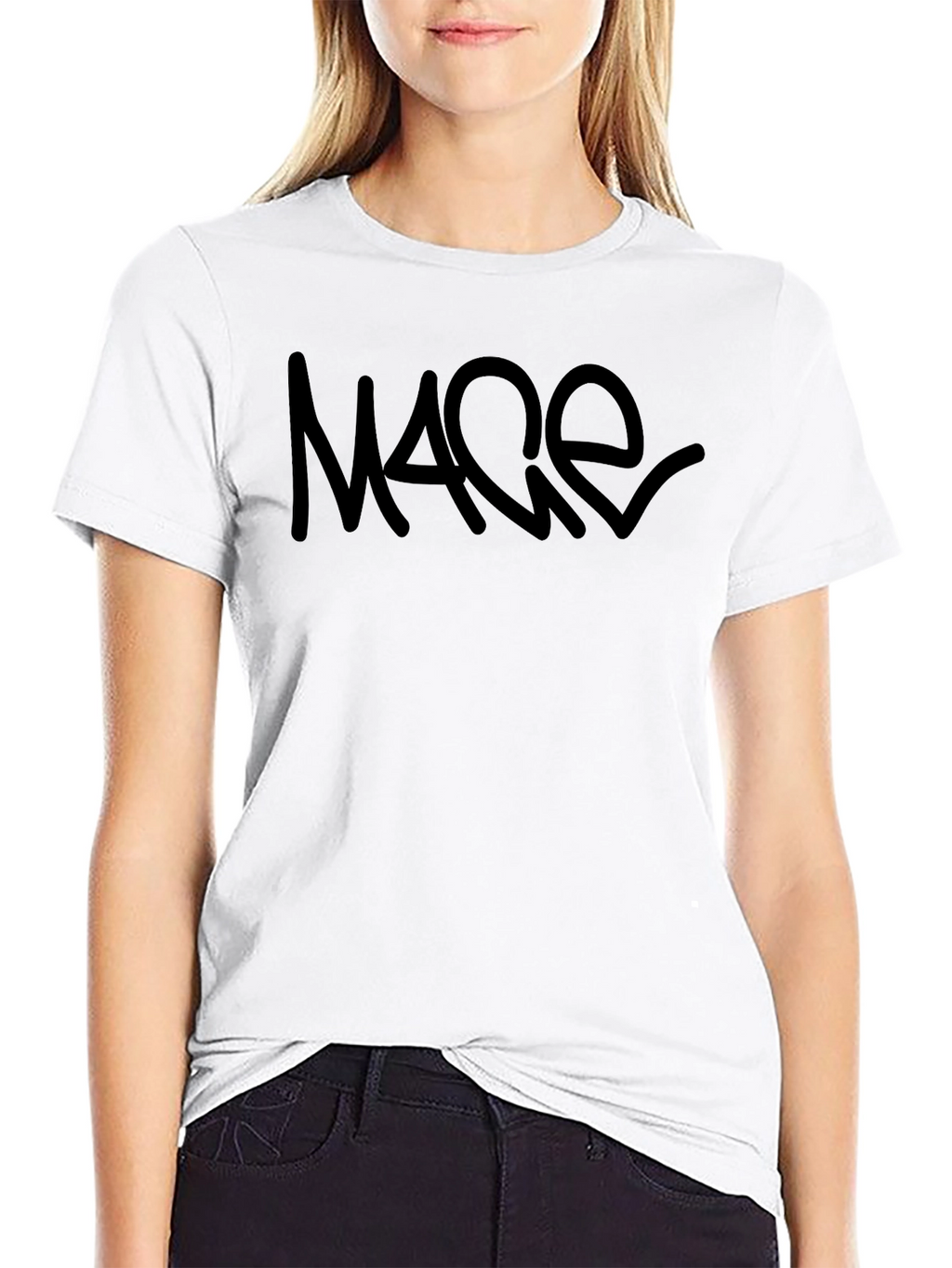 Mace Black Graphic Tee - Casual Crew Neck T-Shirt