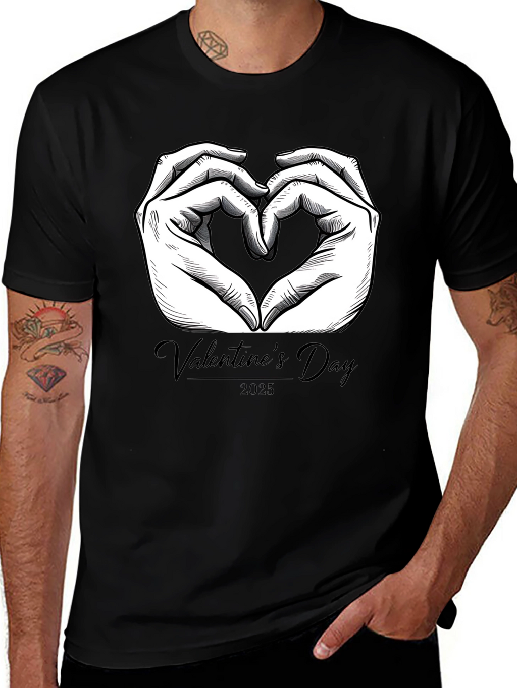 Valentines Day 2025 Heart Hands Graphic Tee