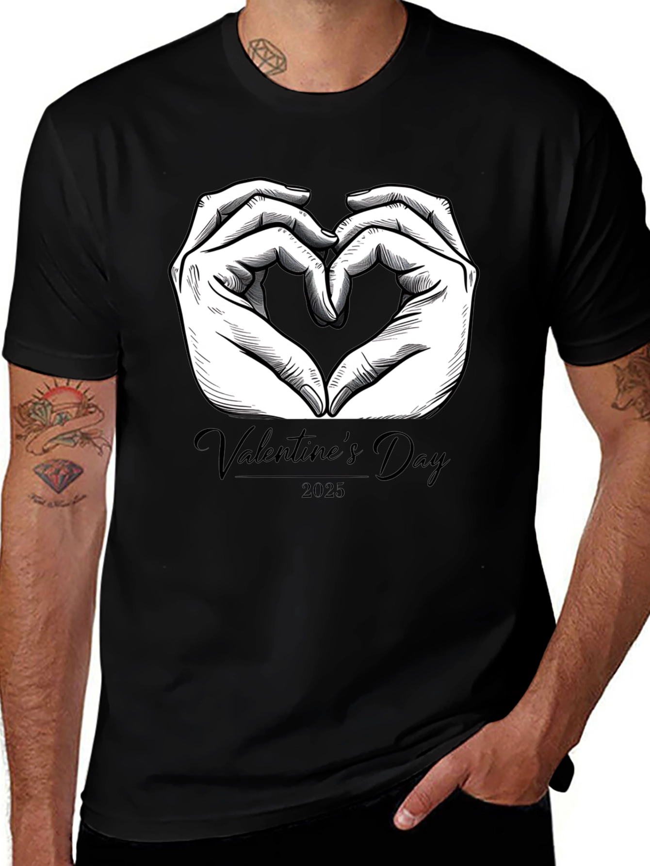 Valentines Day 2025 Heart Hands Graphic Tee