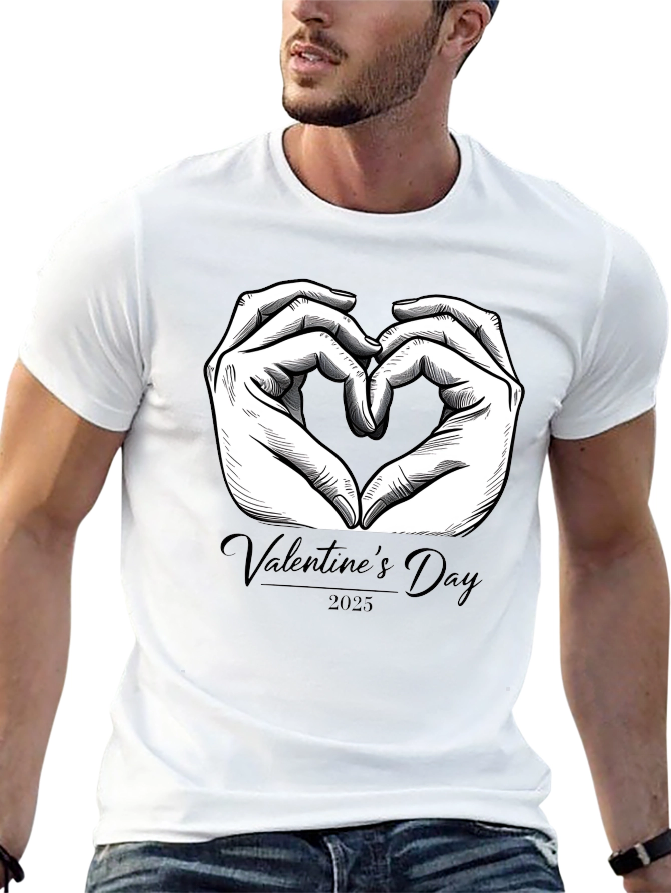 Valentines Day 2025 Heart Hands Graphic Tee
