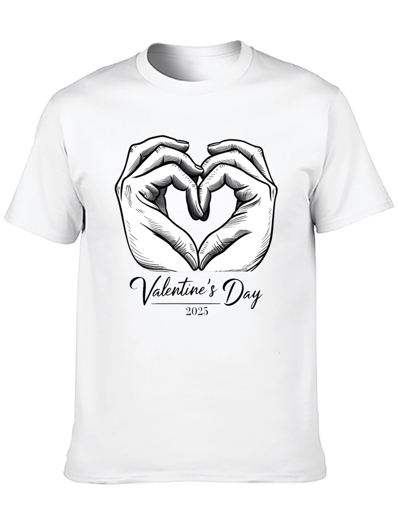 Valentines Day 2025 Heart Hands Graphic Tee