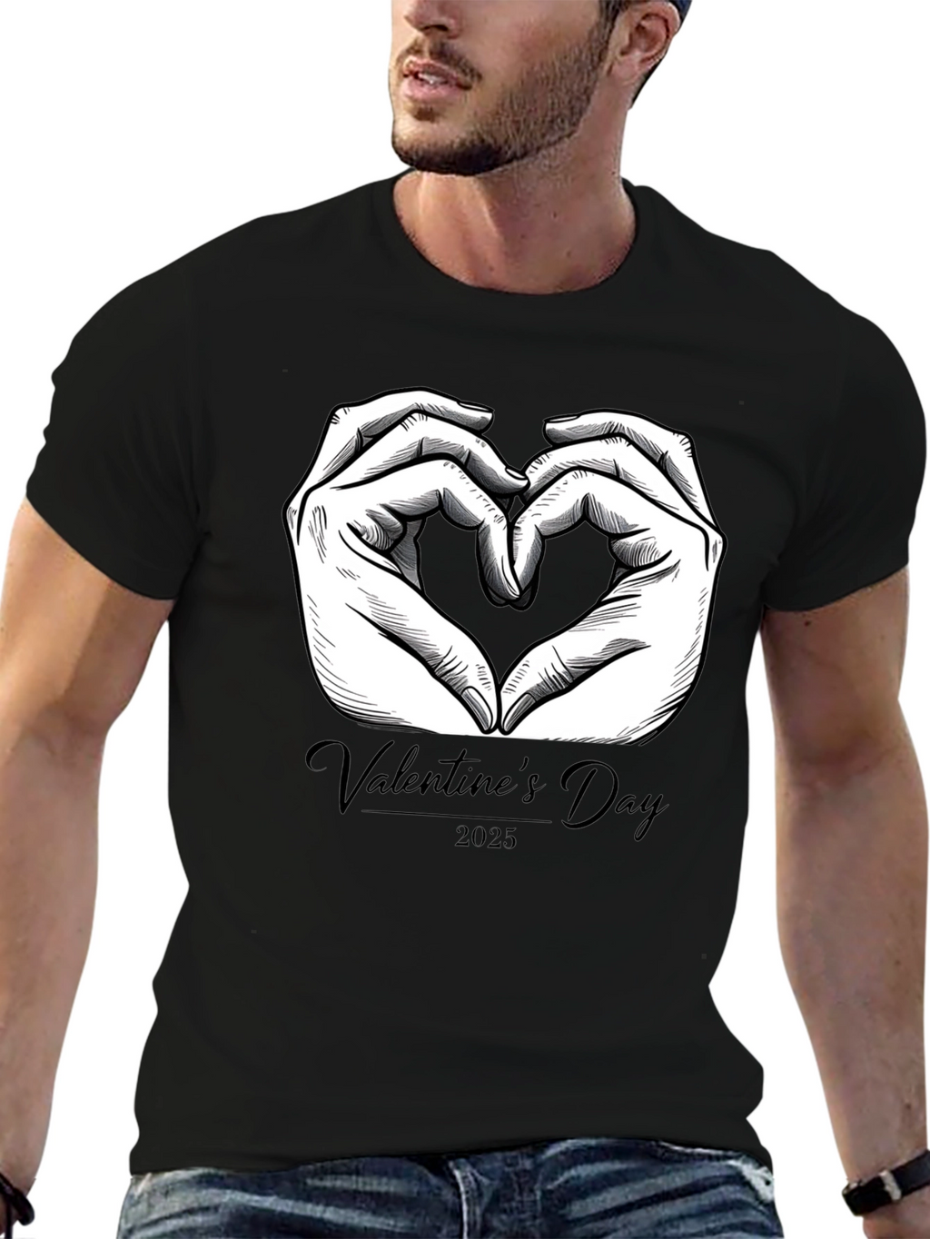 Valentines Day 2025 Heart Hands Graphic Tee