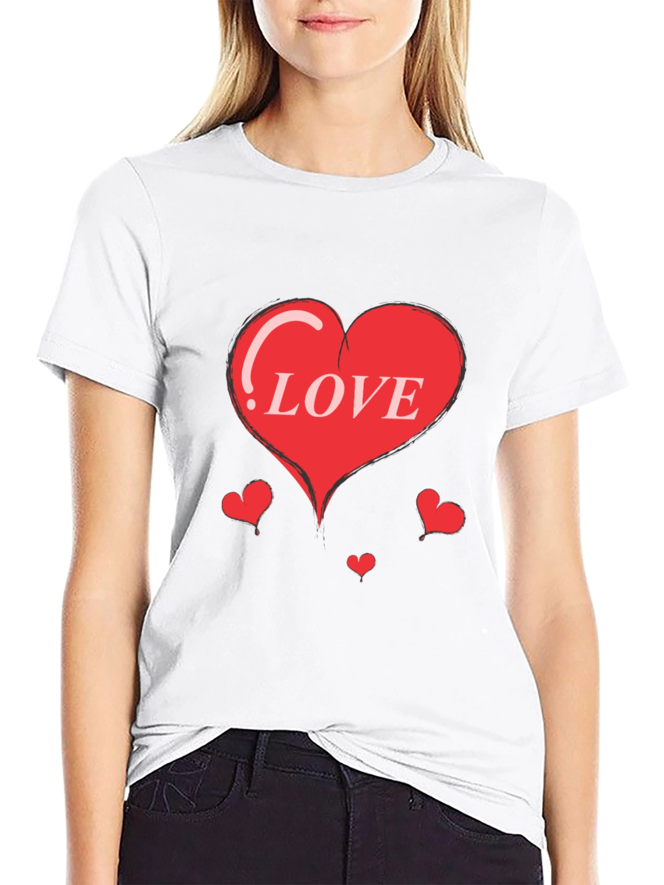 Heart Love Graphic Print Tee