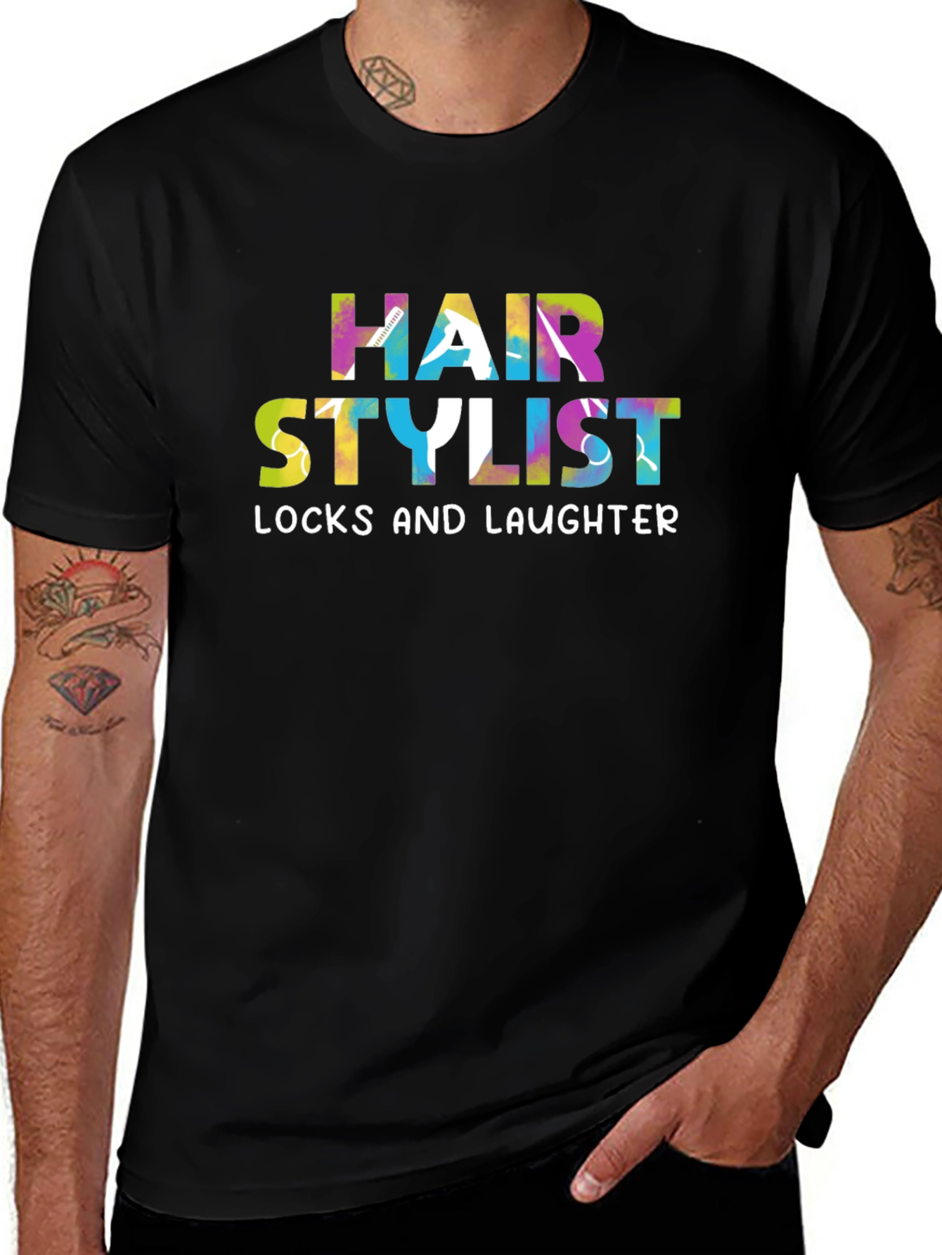 Hair Stylist T-Shirt - Locks and Laughter Graphic Tee