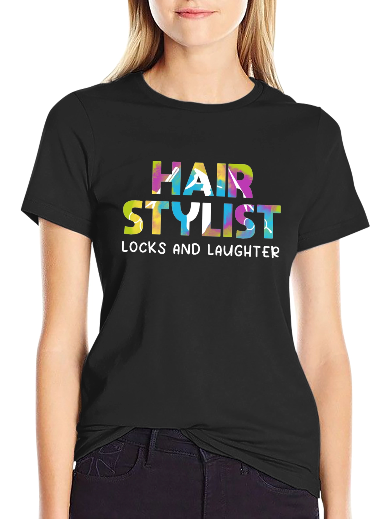 Hair Stylist T-Shirt - Locks and Laughter Graphic Tee