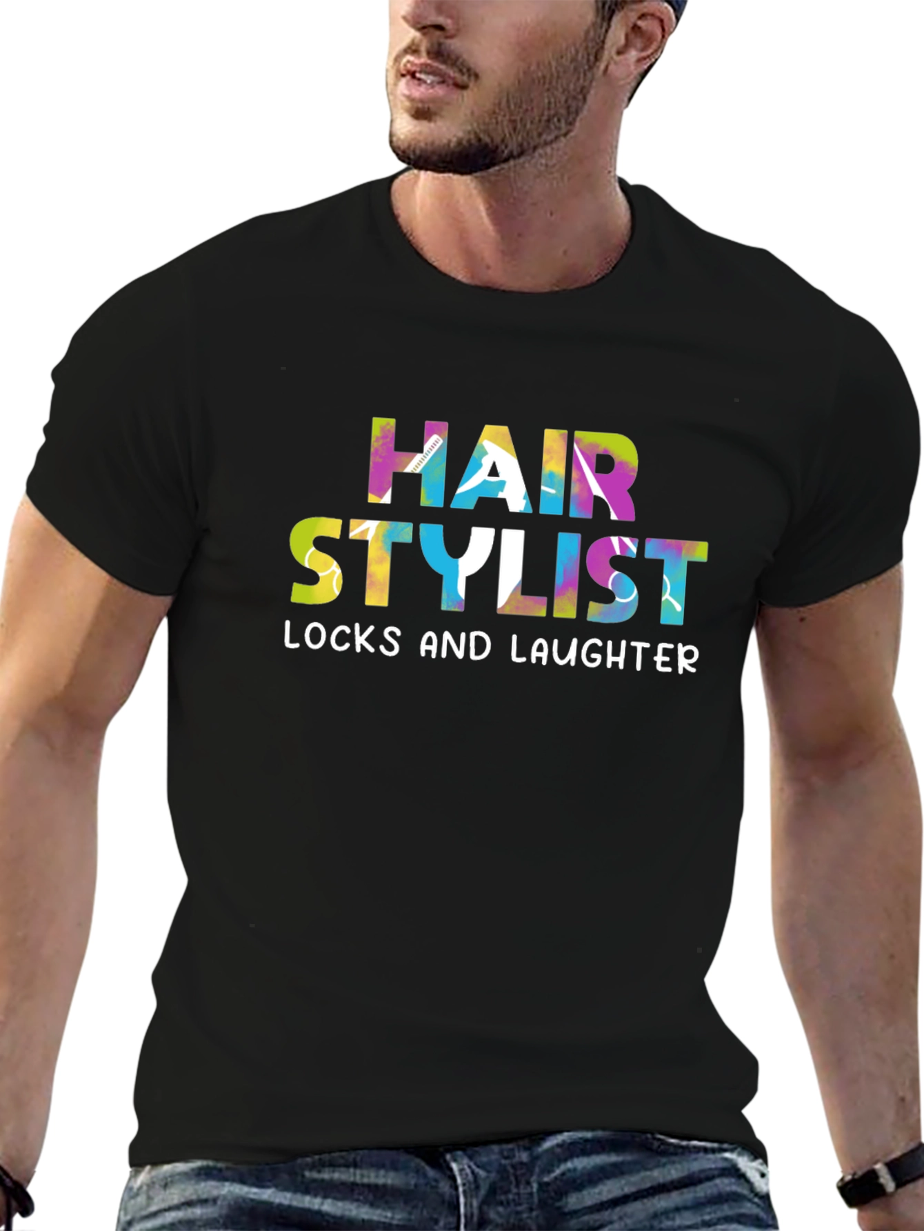 Hair Stylist T-Shirt - Locks and Laughter Graphic Tee