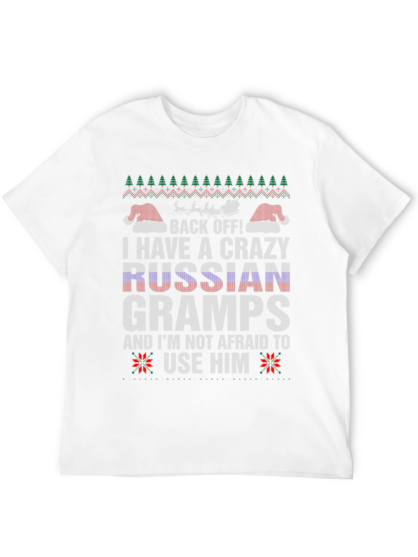 Crazy Russian Gramps T-Shirt - Funny Ugly Christmas Sweater Style
