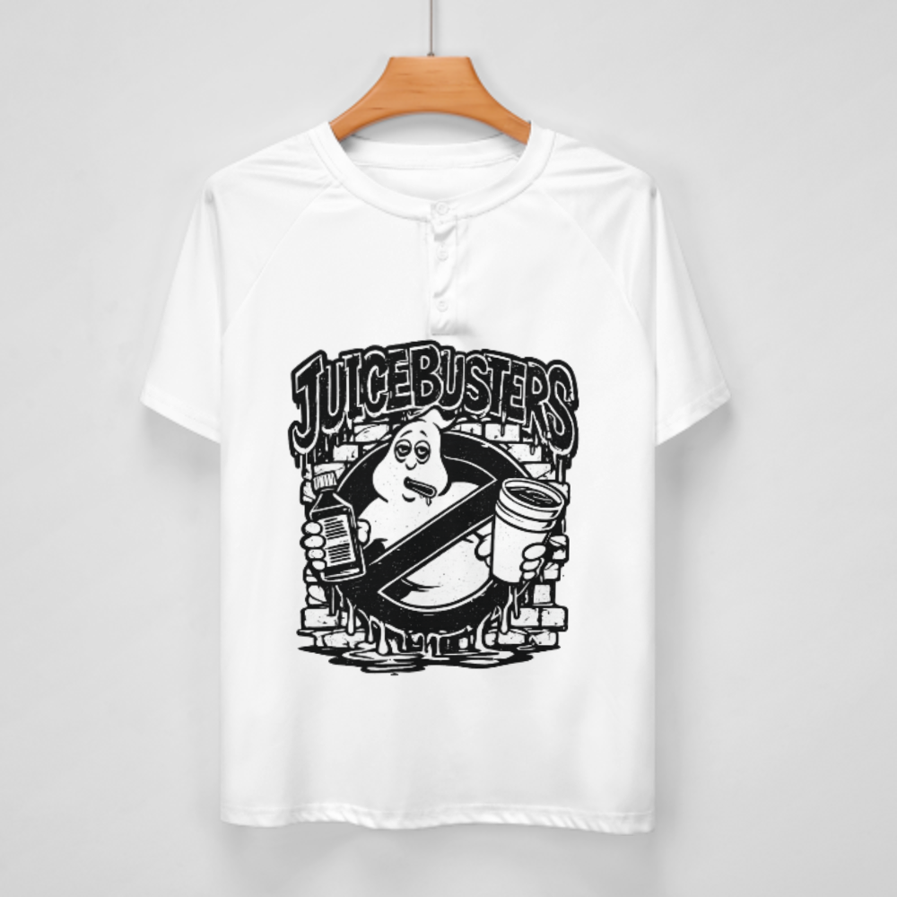 Juicebusters Retro Graphic T-Shirt – Funny Streetwear Ghost Parody Tee for Men(z312)