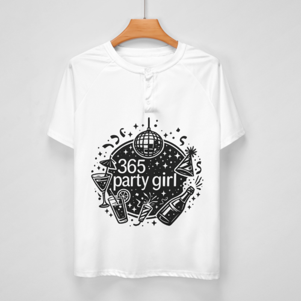 365 Party Girl Graphic T-Shirt – Fun Retro Club & Festival Unisex Tee(z319)