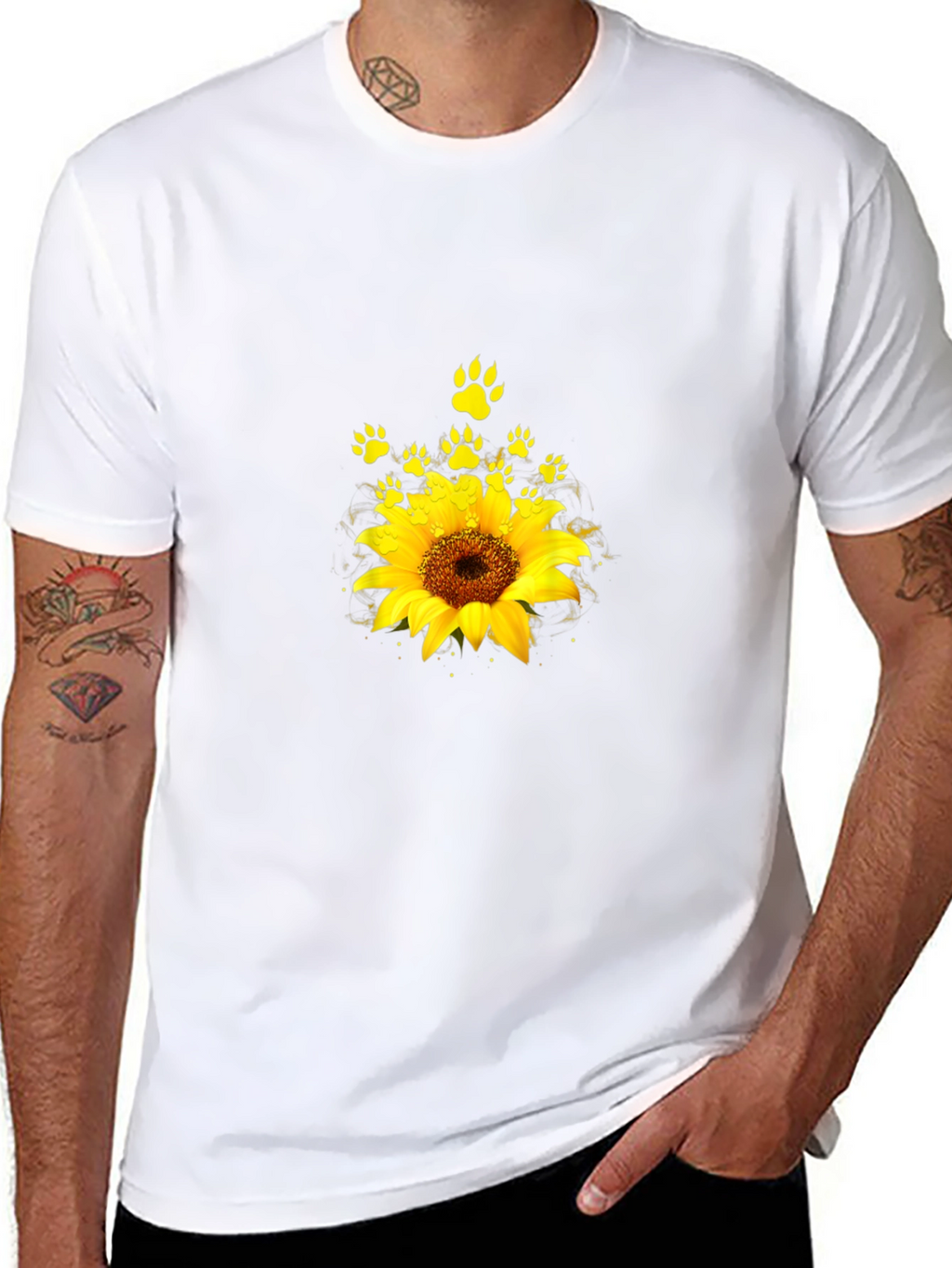 Sunflower Paw Print Graphic T-Shirt