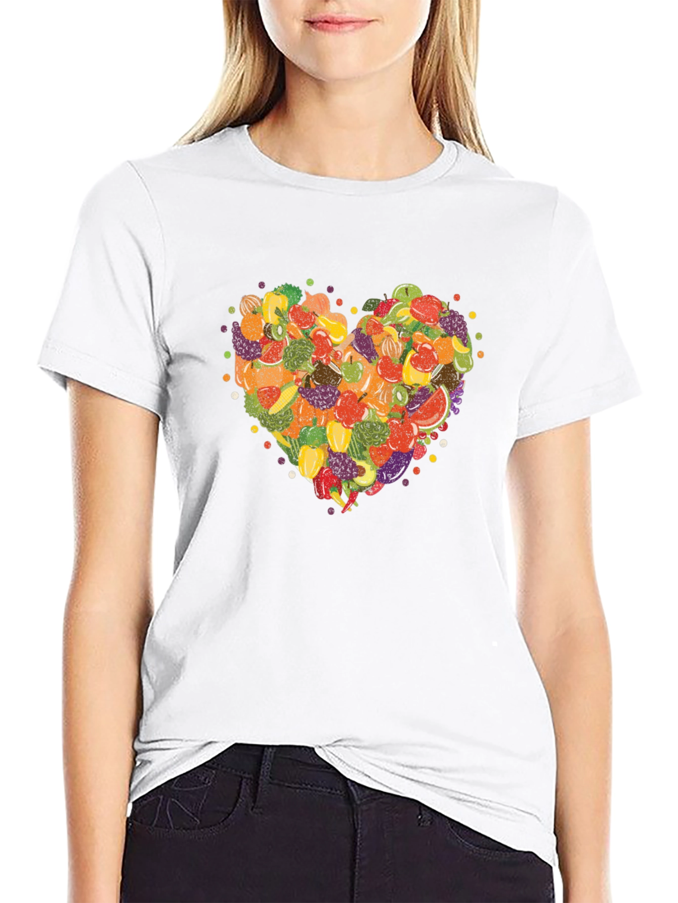 Fruit & Veggie Heart Graphic T-Shirt
