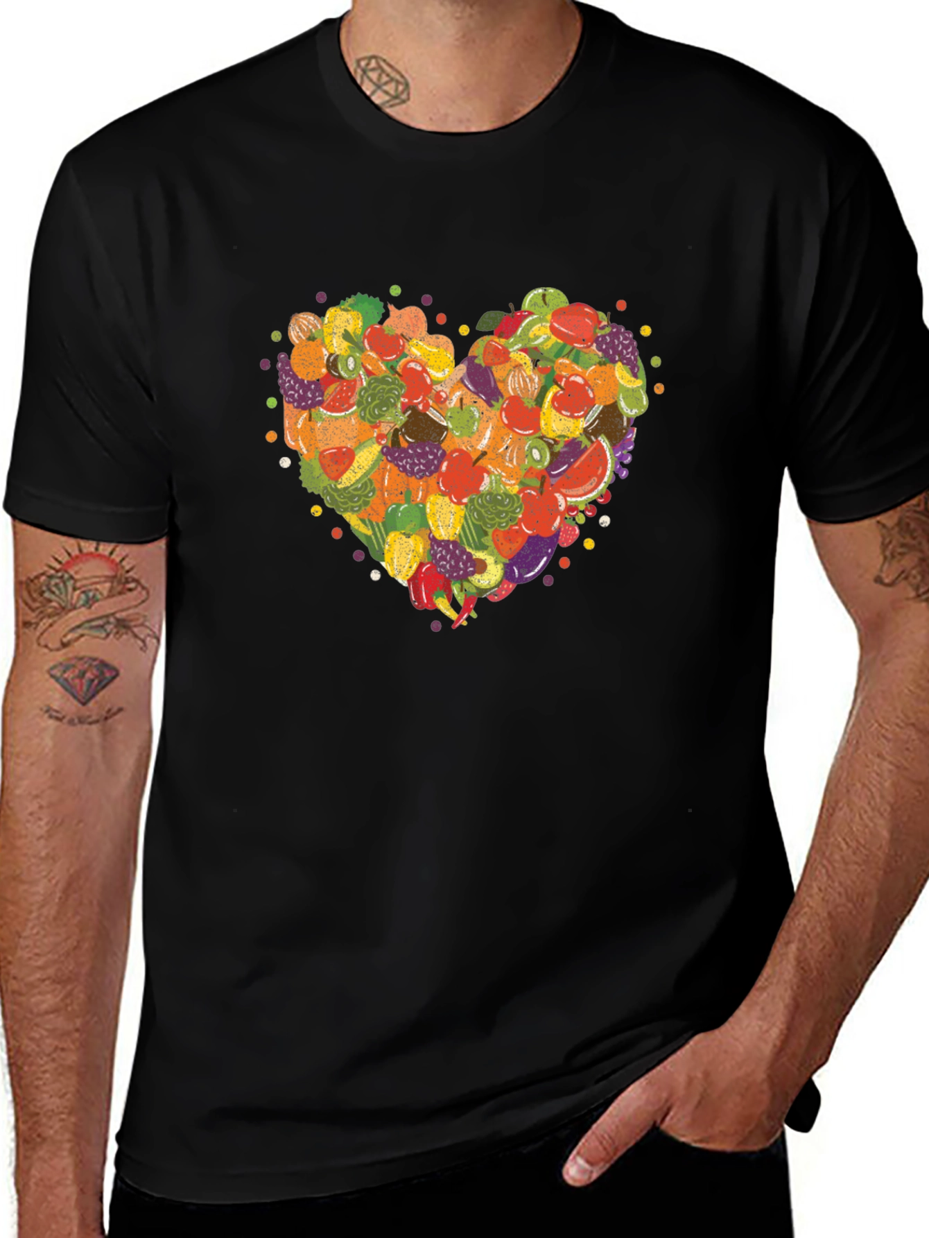 Fruit & Veggie Heart Graphic T-Shirt