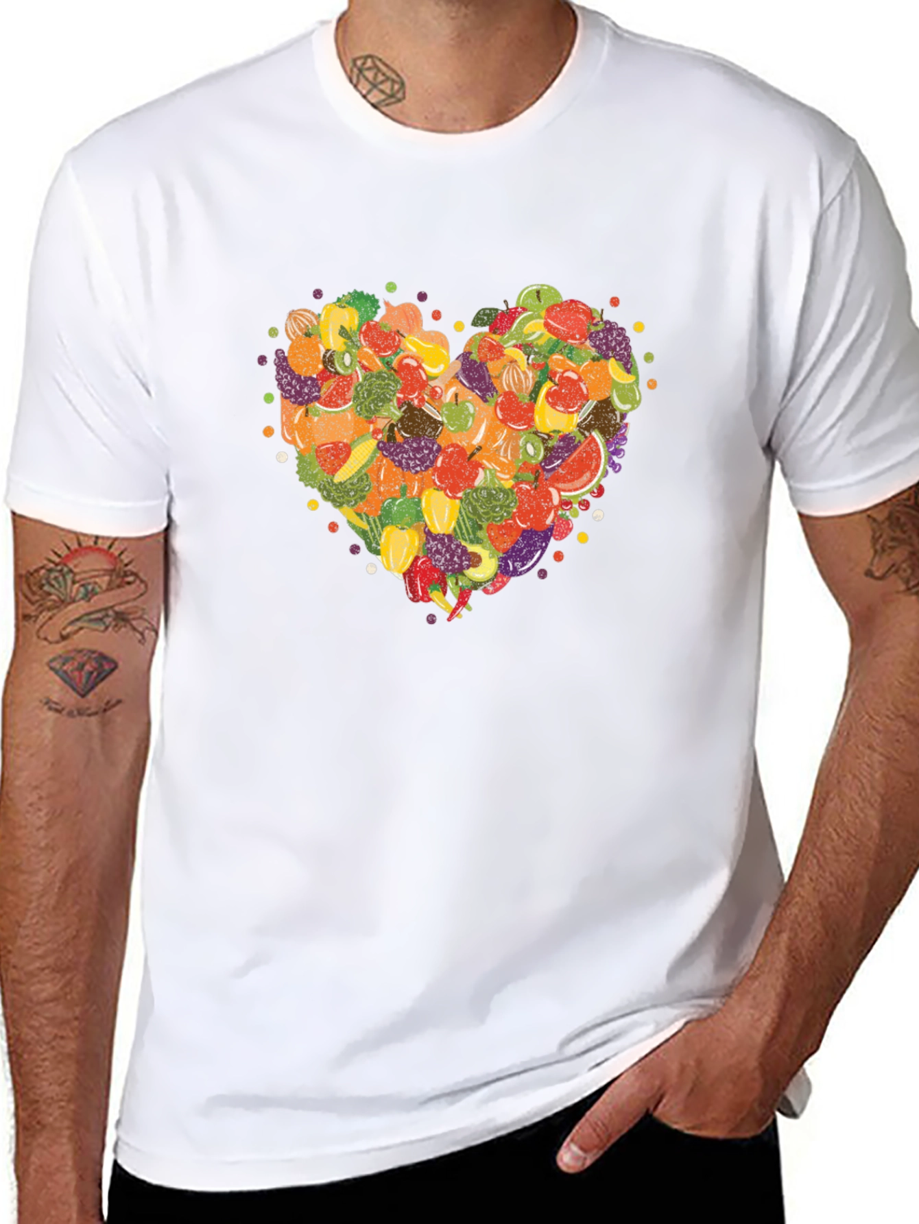 Fruit & Veggie Heart Graphic T-Shirt