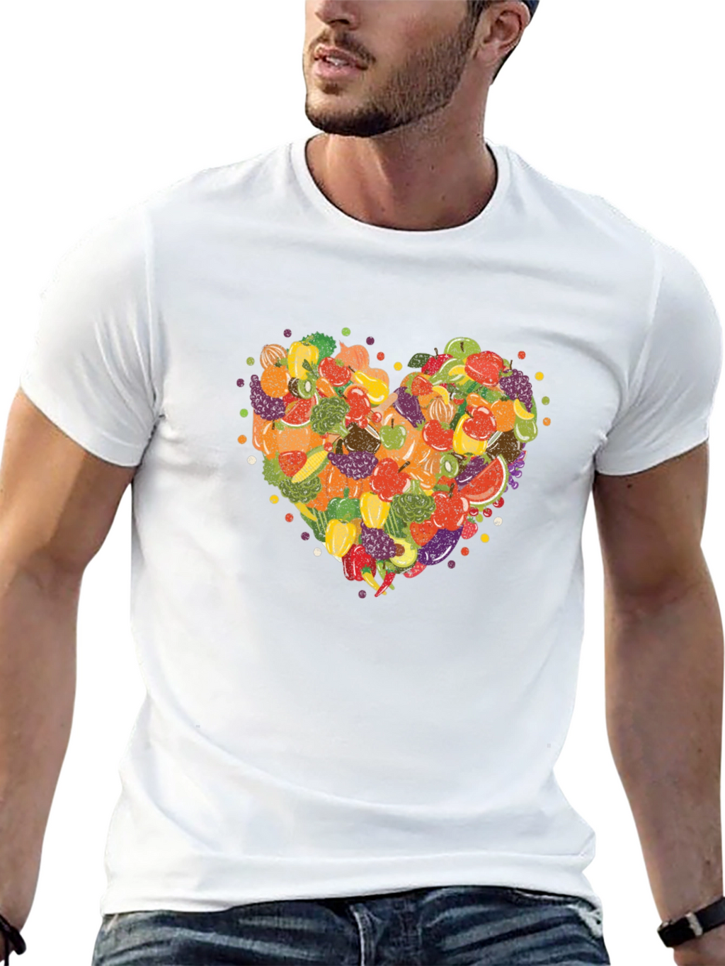 Fruit & Veggie Heart Graphic T-Shirt