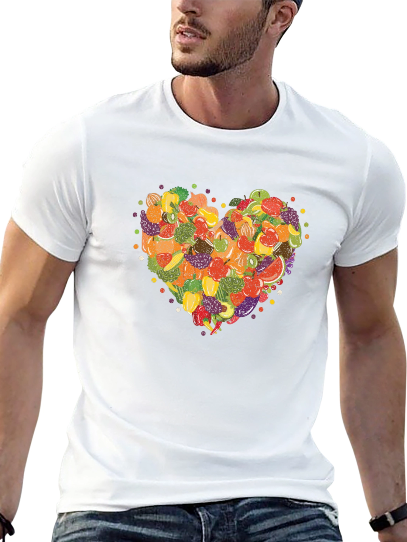Fruit & Veggie Heart Graphic T-Shirt