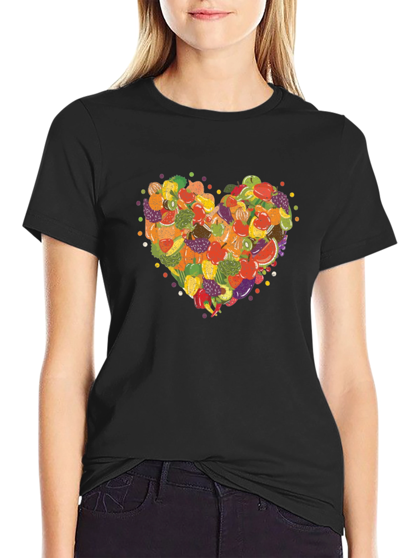 Fruit & Veggie Heart Graphic T-Shirt