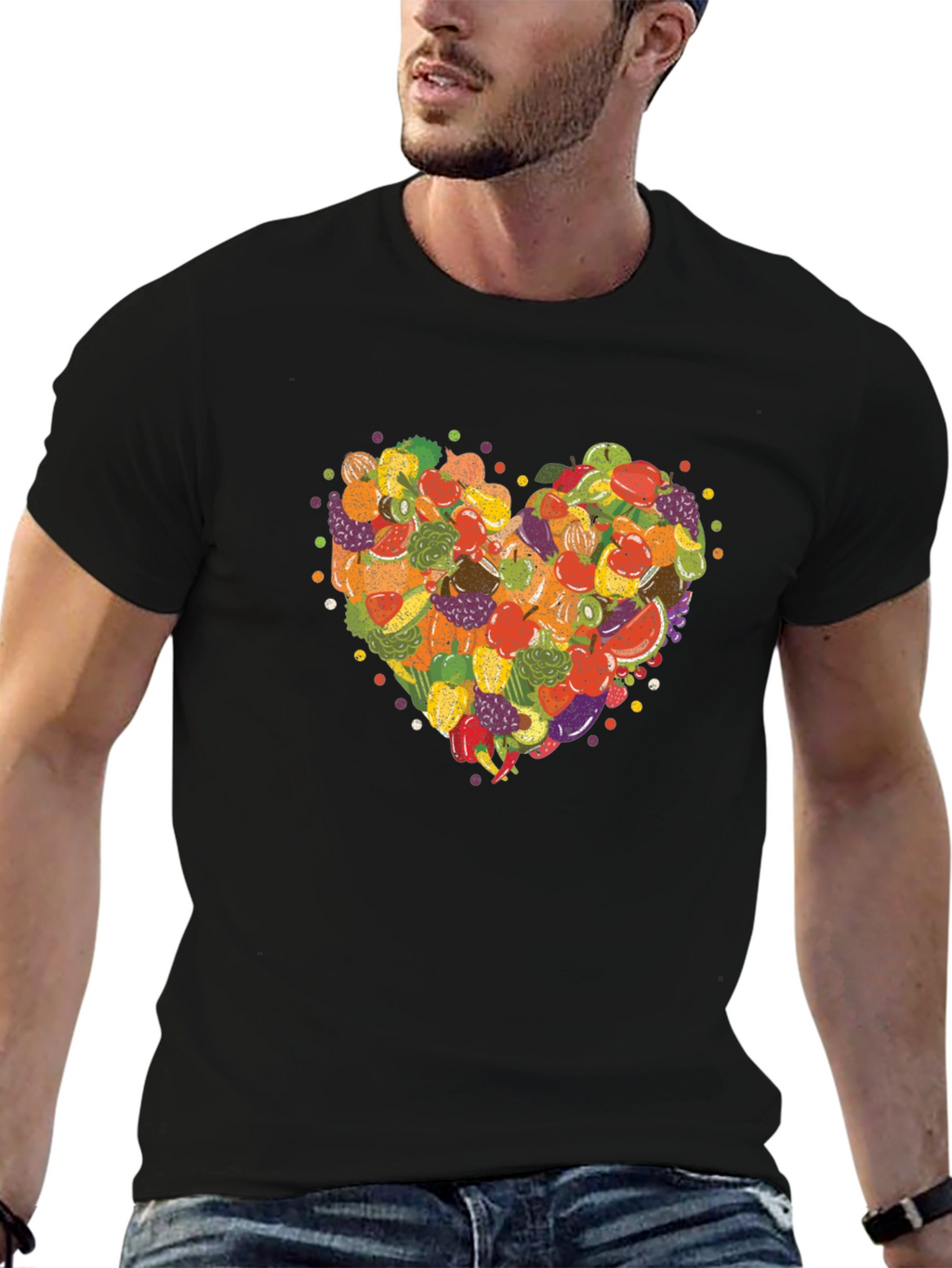 Fruit & Veggie Heart Graphic T-Shirt