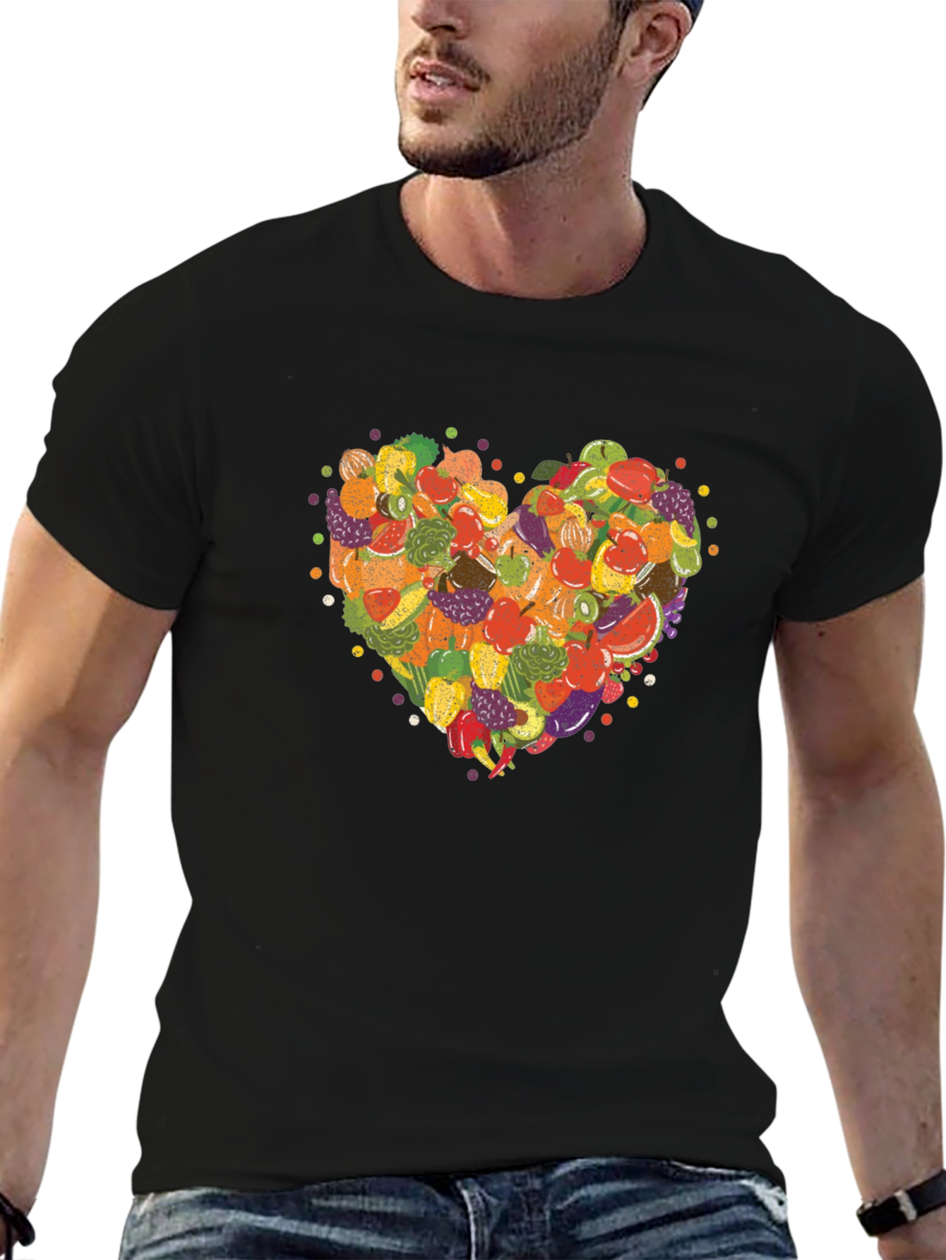 Fruit & Veggie Heart Graphic T-Shirt