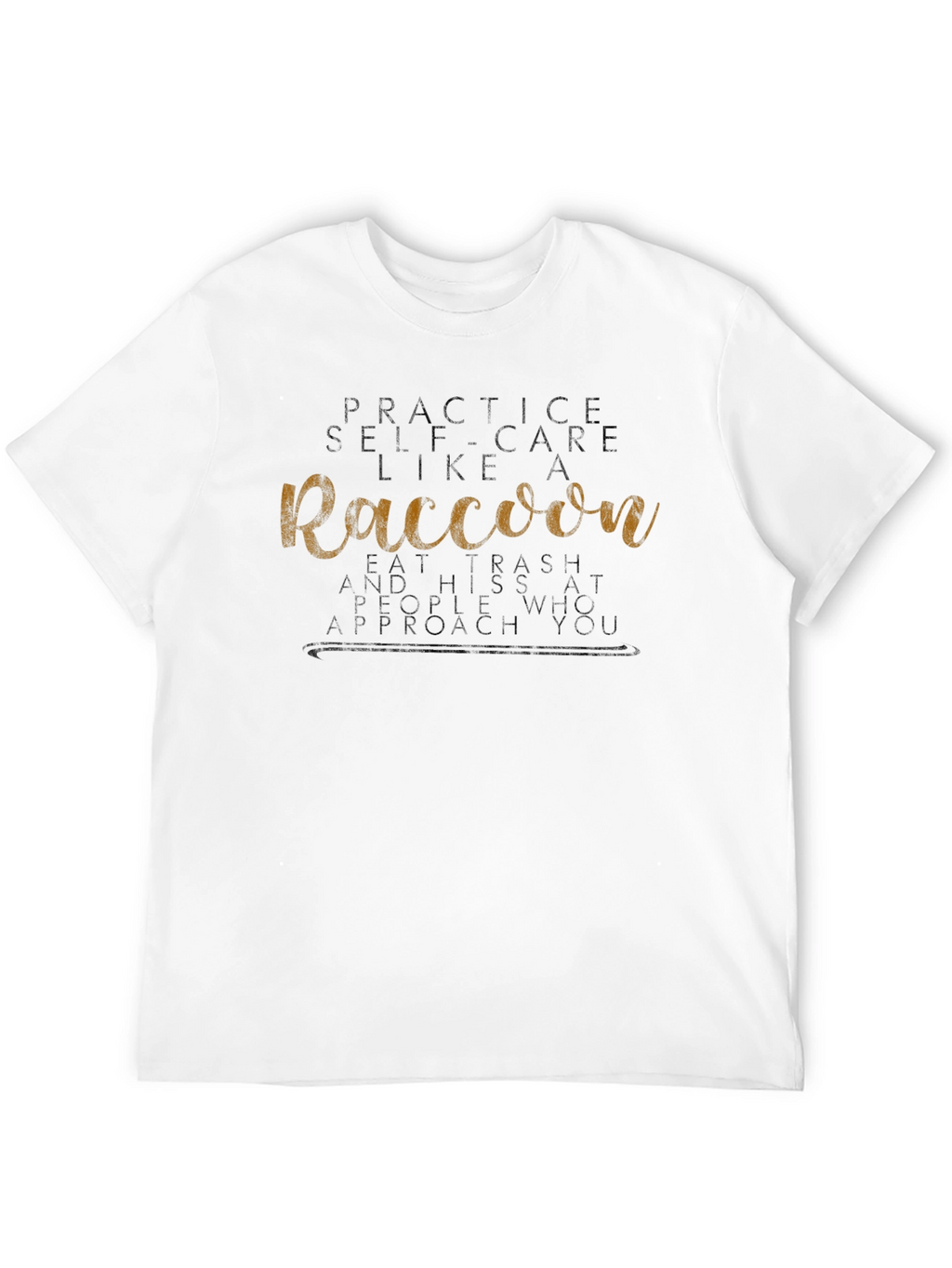 Raccoon Self-Care Black T-Shirt - Funny Graphic Tee