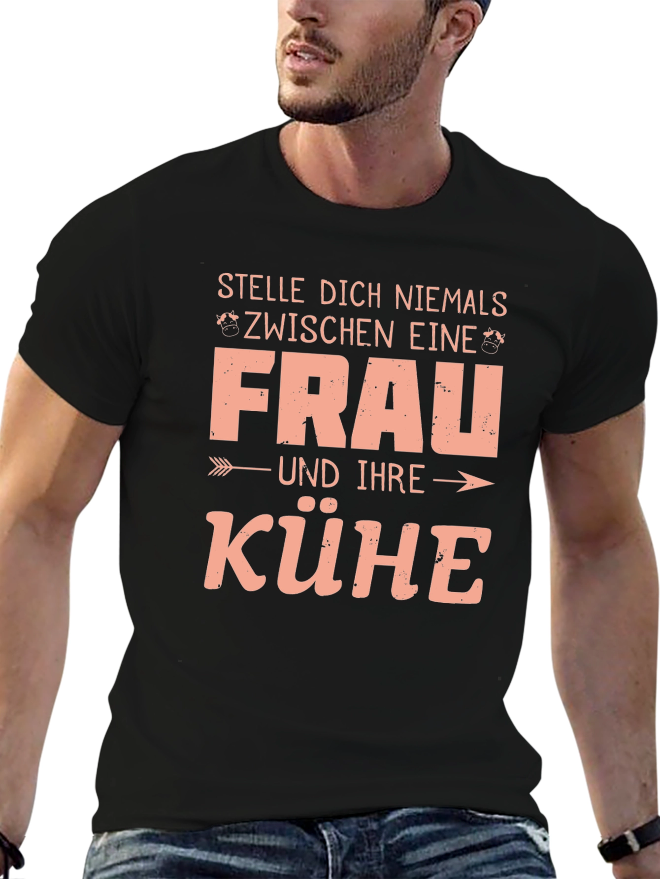 Stelle Dich Niemals T-Shirt Funny German Cow Farmer Gift