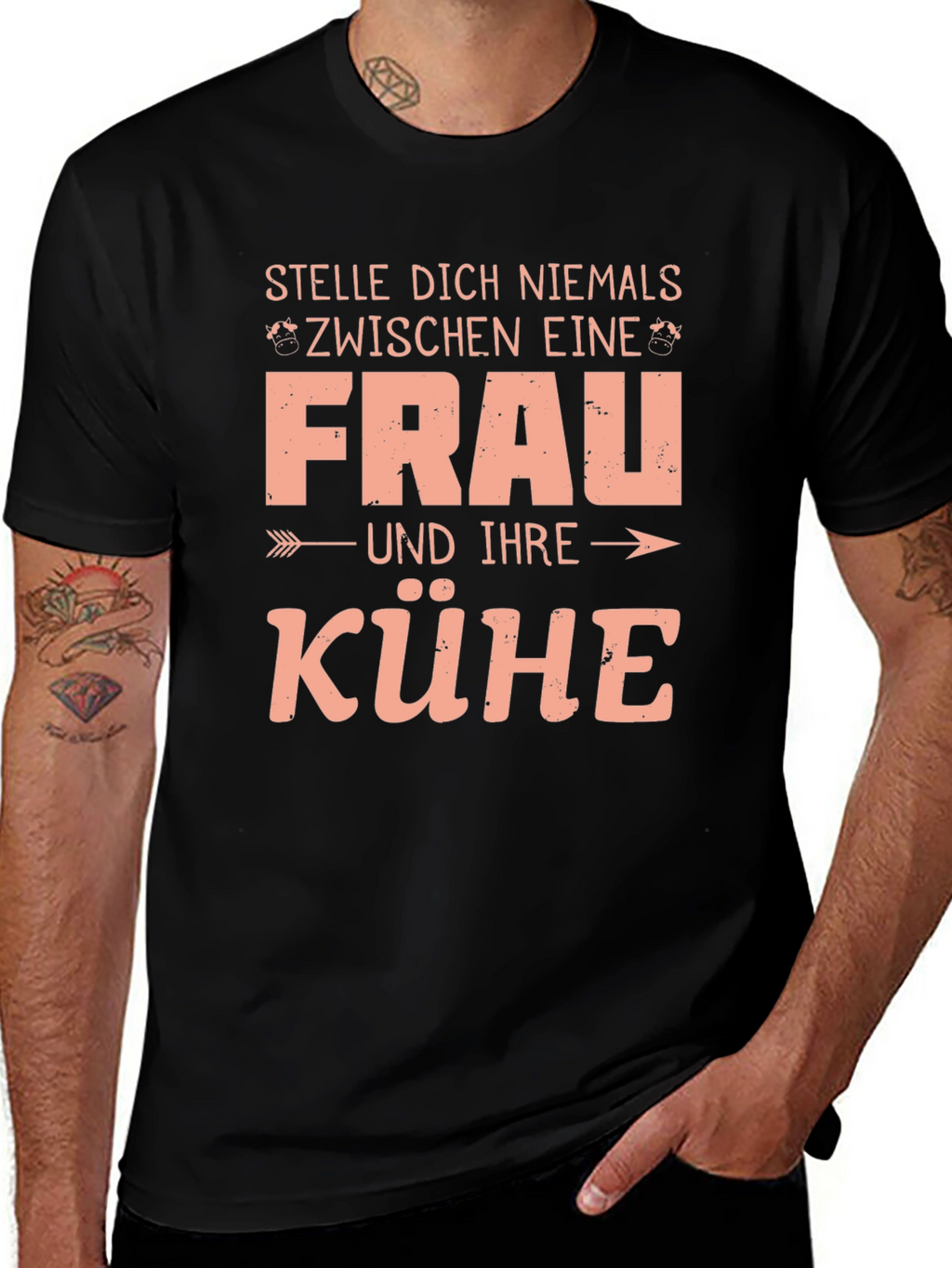 Stelle Dich Niemals T-Shirt Funny German Cow Farmer Gift