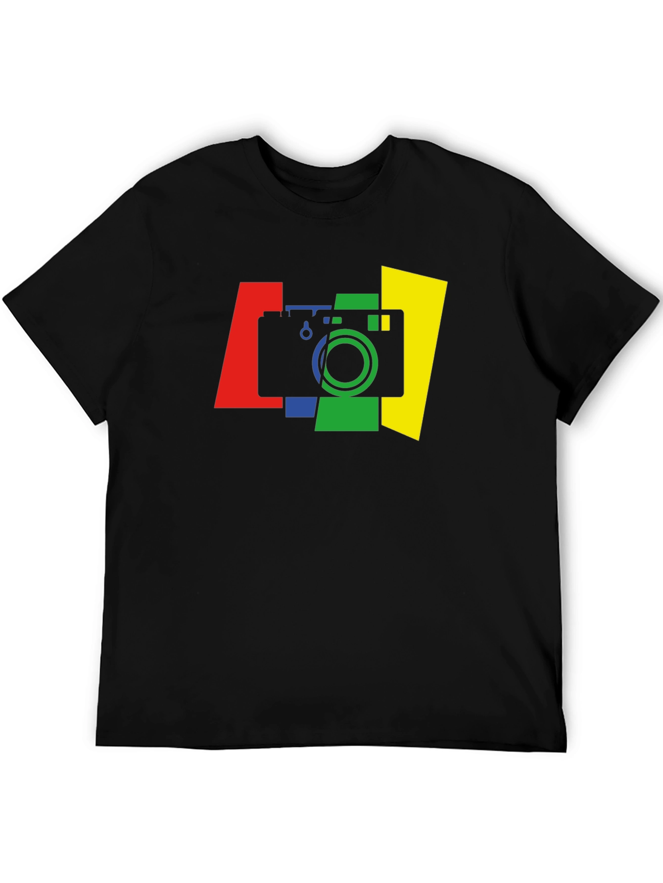 Stylish Camera Graphic Tee - Black