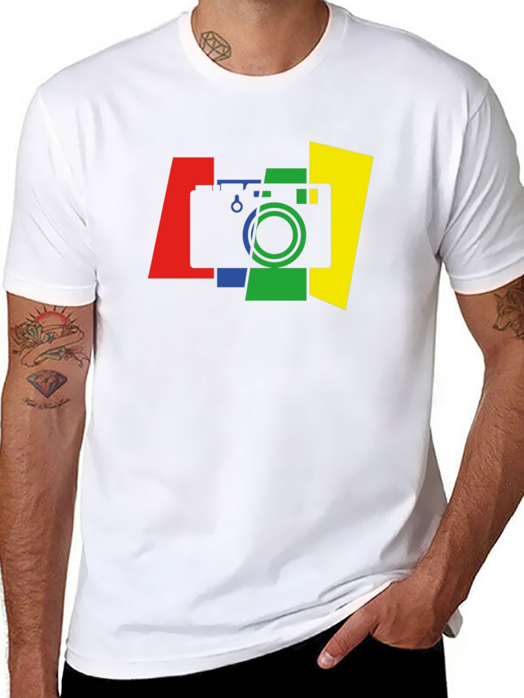Stylish Camera Graphic Tee - Black