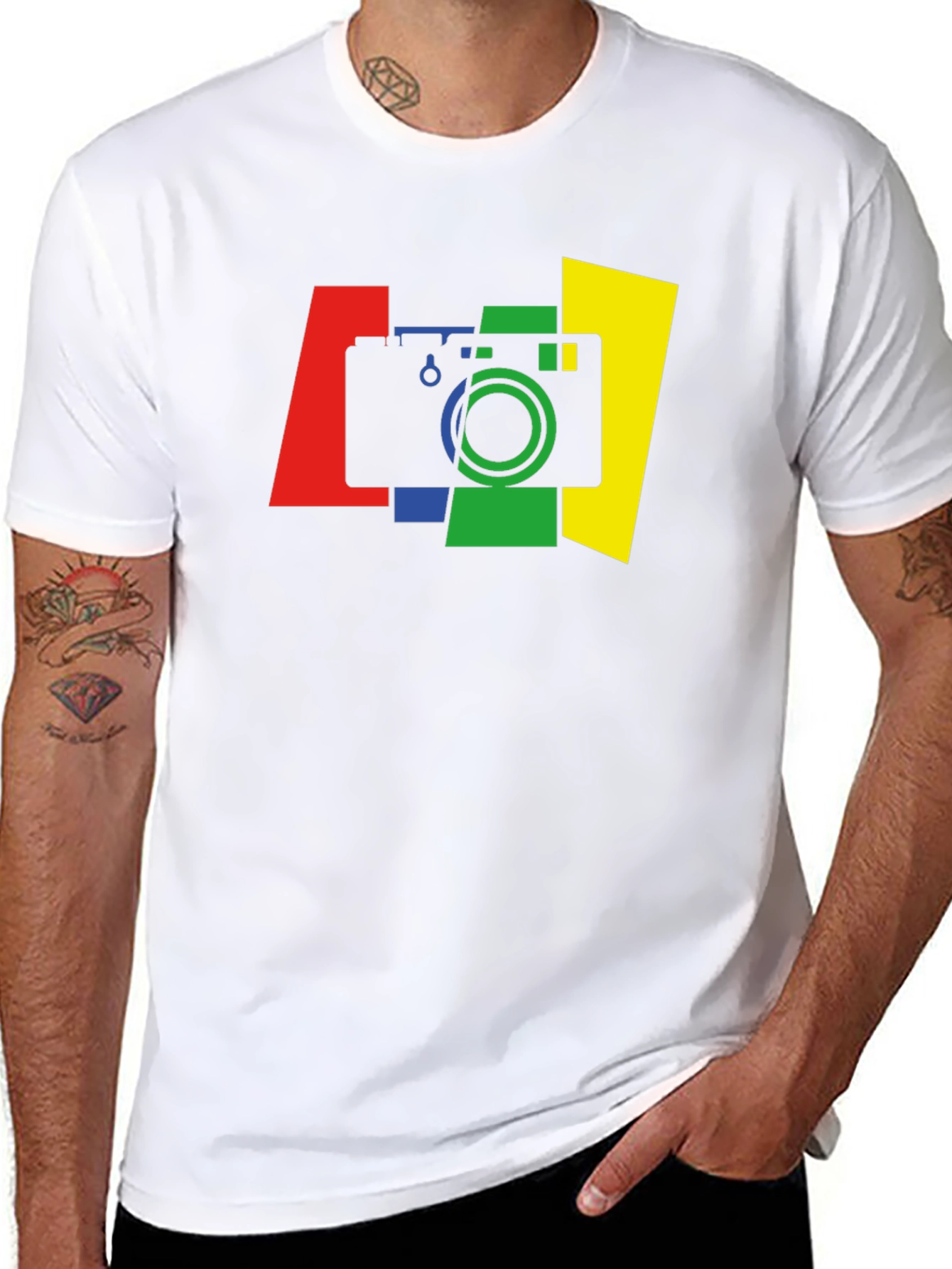 Stylish Camera Graphic Tee - Black