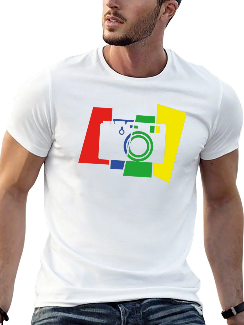Stylish Camera Graphic Tee - Black