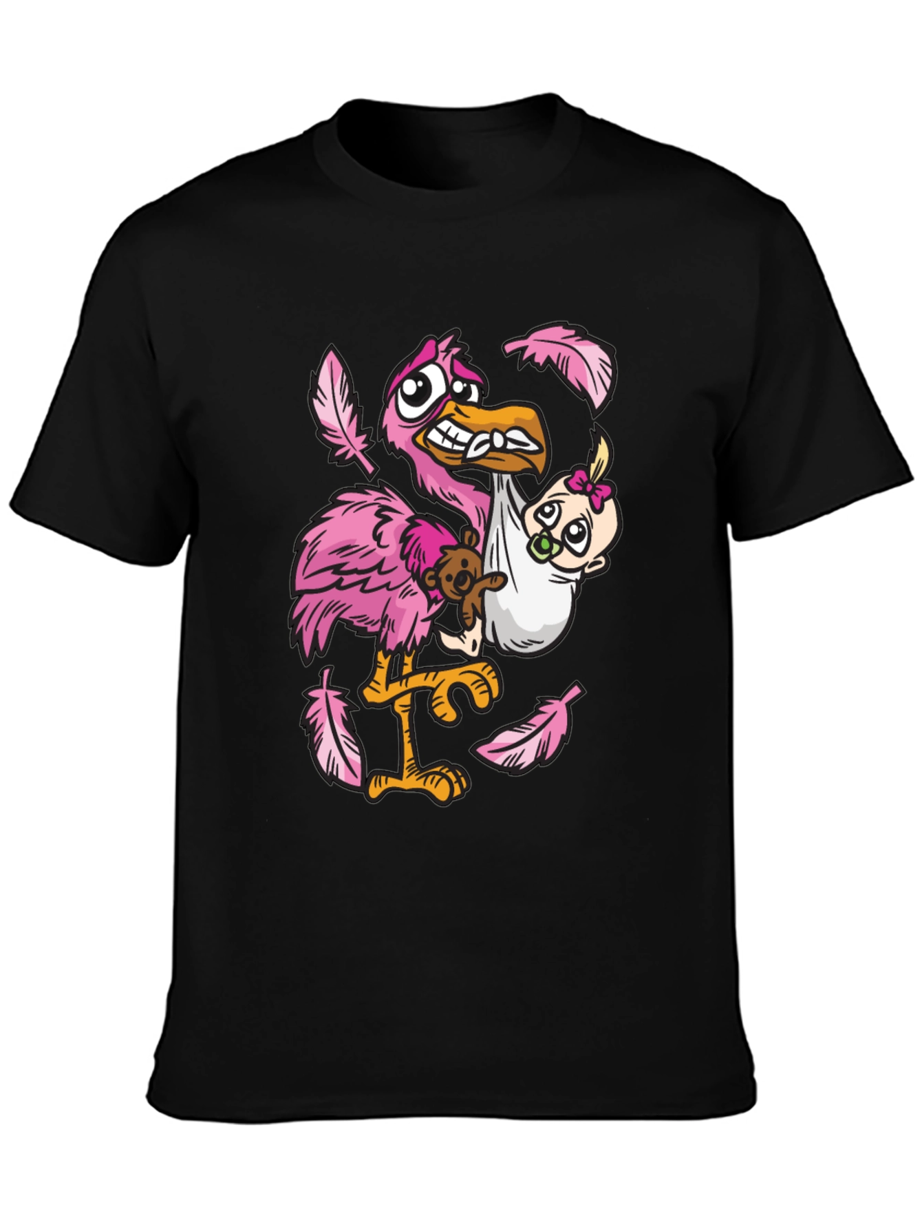 Stork Carrying Baby Graphic T-Shirt