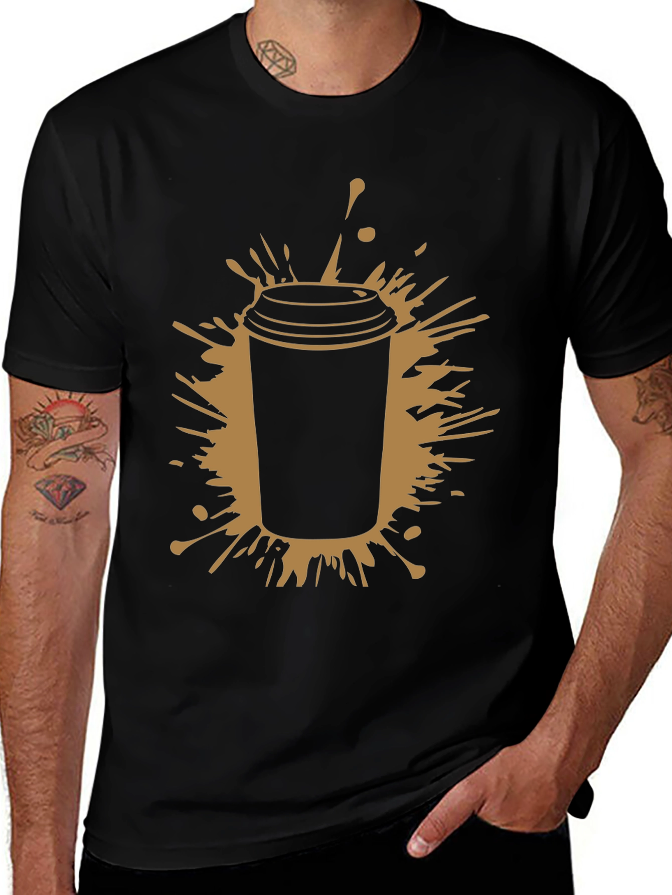 Coffee Splash Black T-Shirt