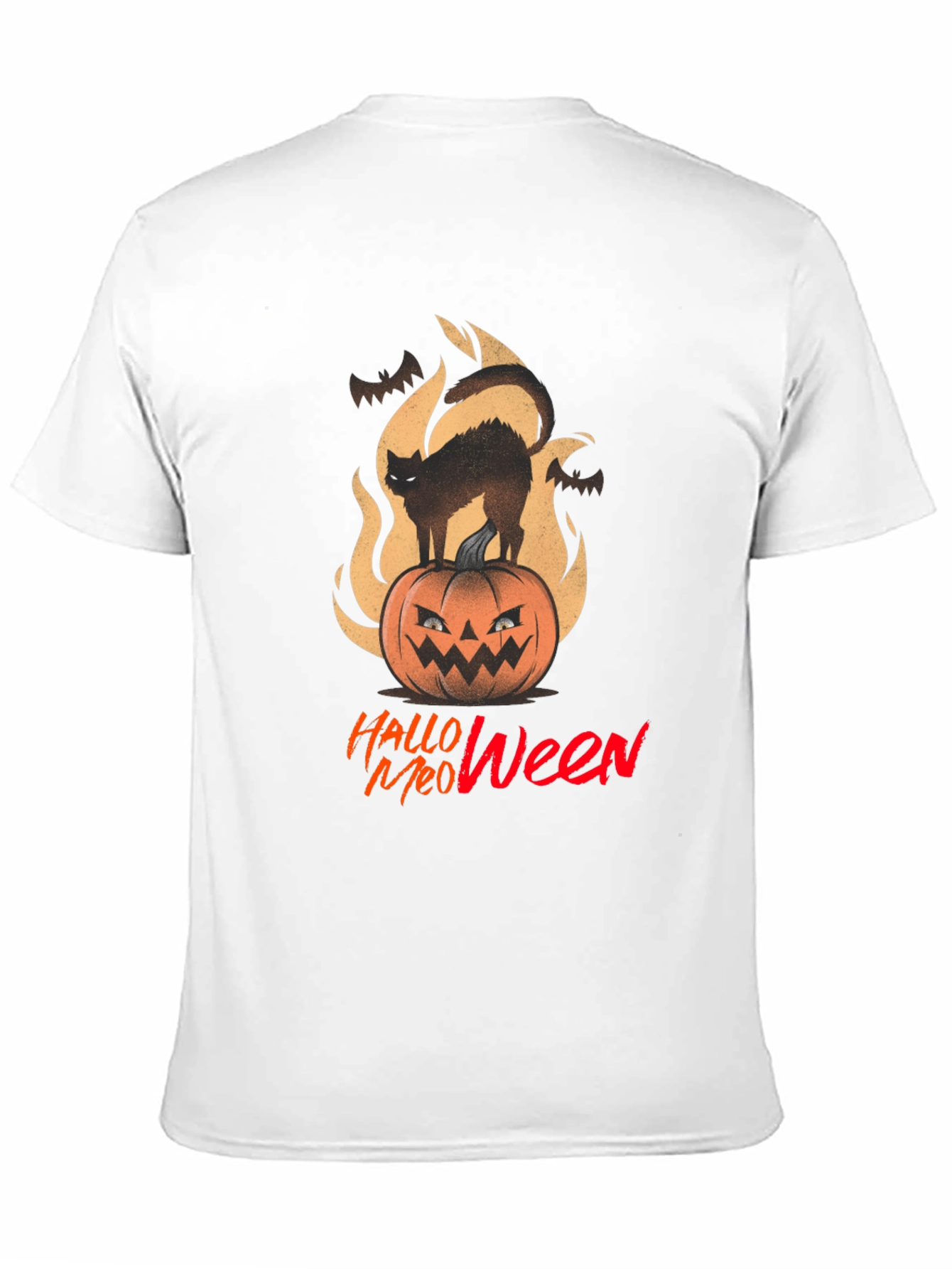 Halloween Meow T-Shirt - Spooky Cat on Pumpkin