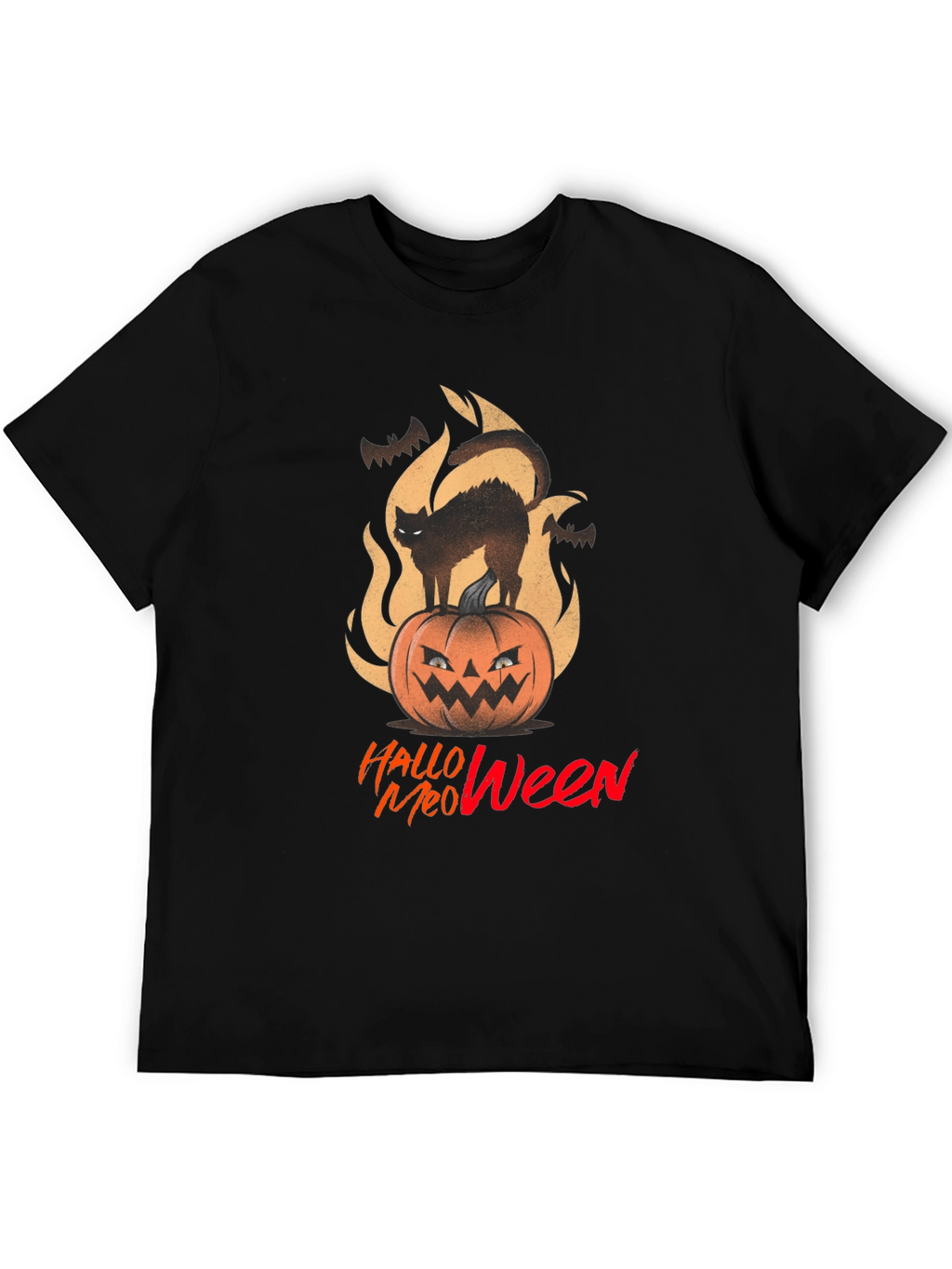 Halloween Meow T-Shirt - Spooky Cat on Pumpkin