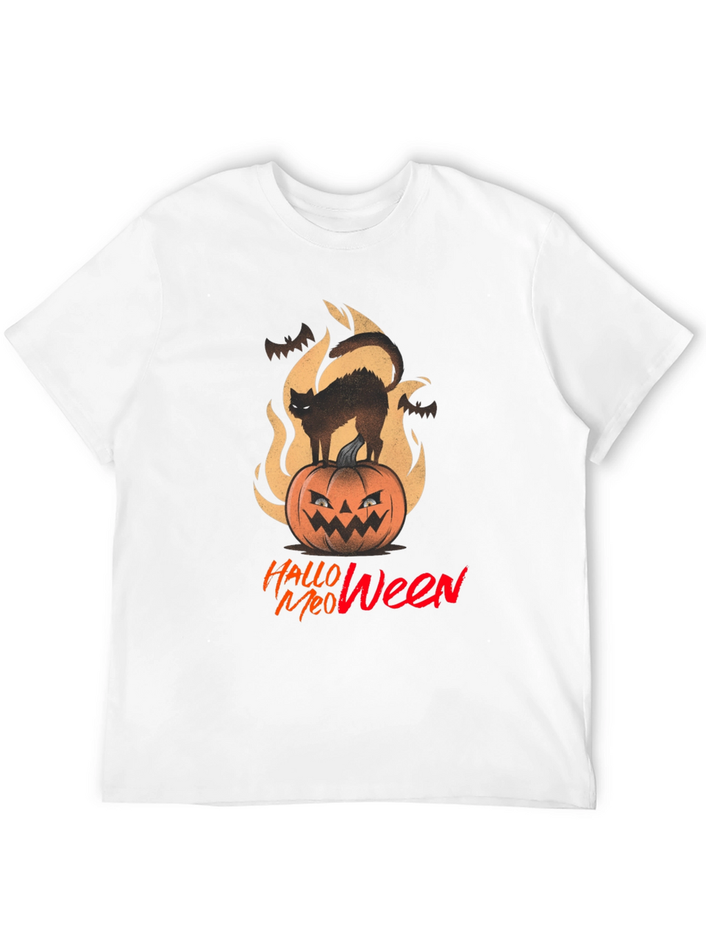 Halloween Meow T-Shirt - Spooky Cat on Pumpkin
