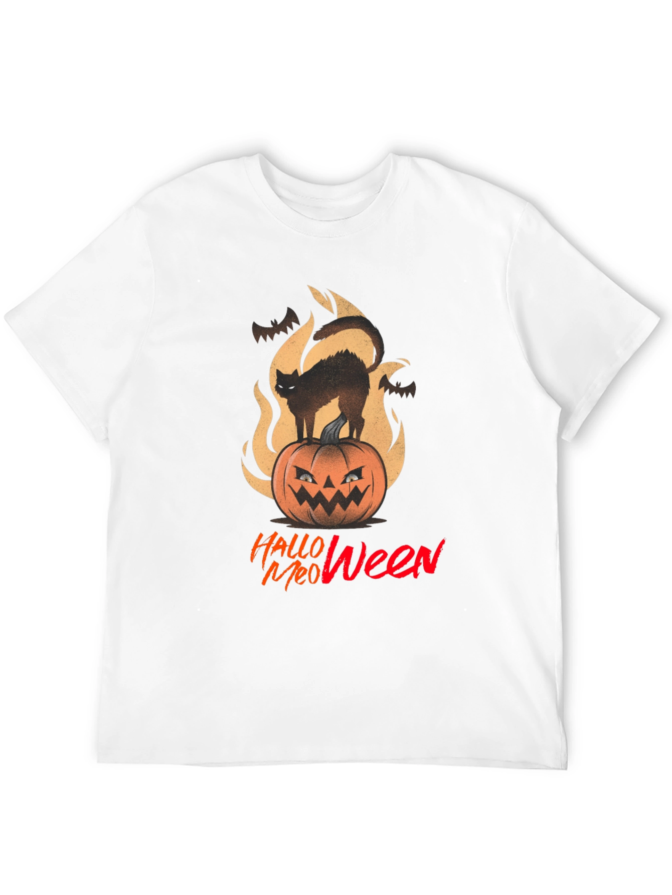 Halloween Meow T-Shirt - Spooky Cat on Pumpkin