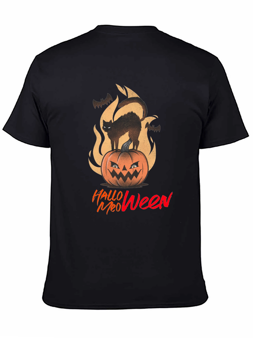 Halloween Meow T-Shirt - Spooky Cat on Pumpkin