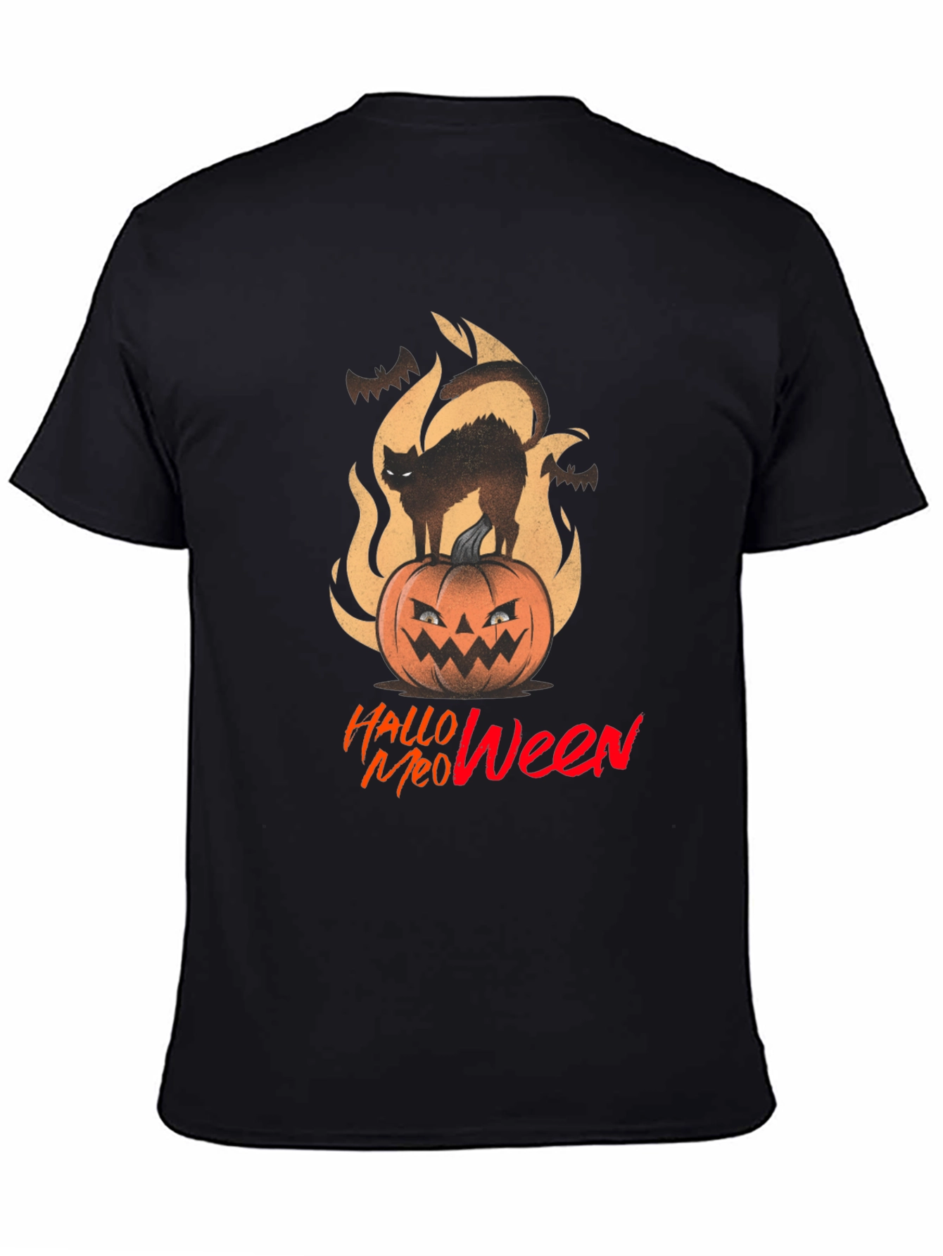Halloween Meow T-Shirt - Spooky Cat on Pumpkin