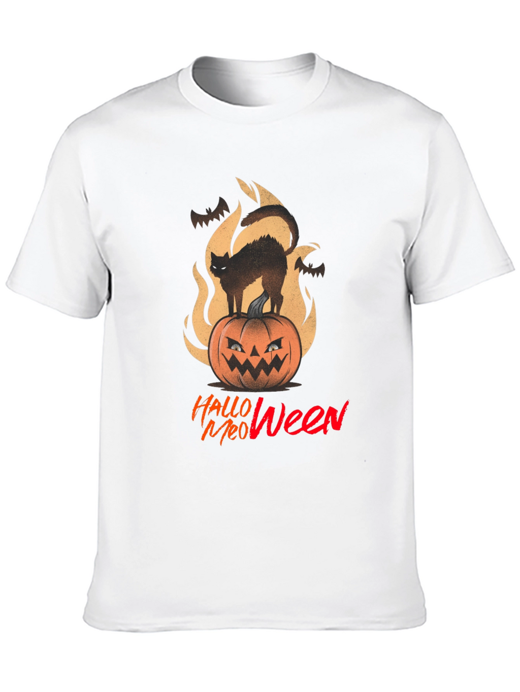 Halloween Meow T-Shirt - Spooky Cat on Pumpkin