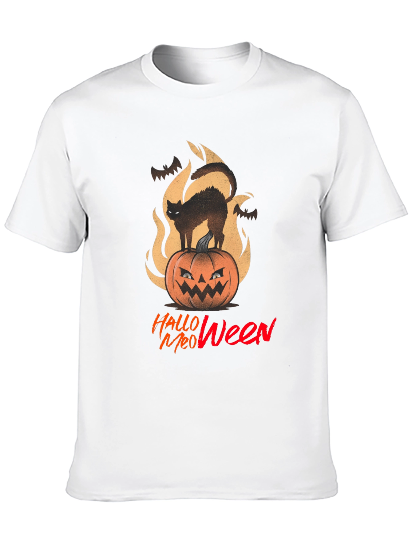Halloween Meow T-Shirt - Spooky Cat on Pumpkin