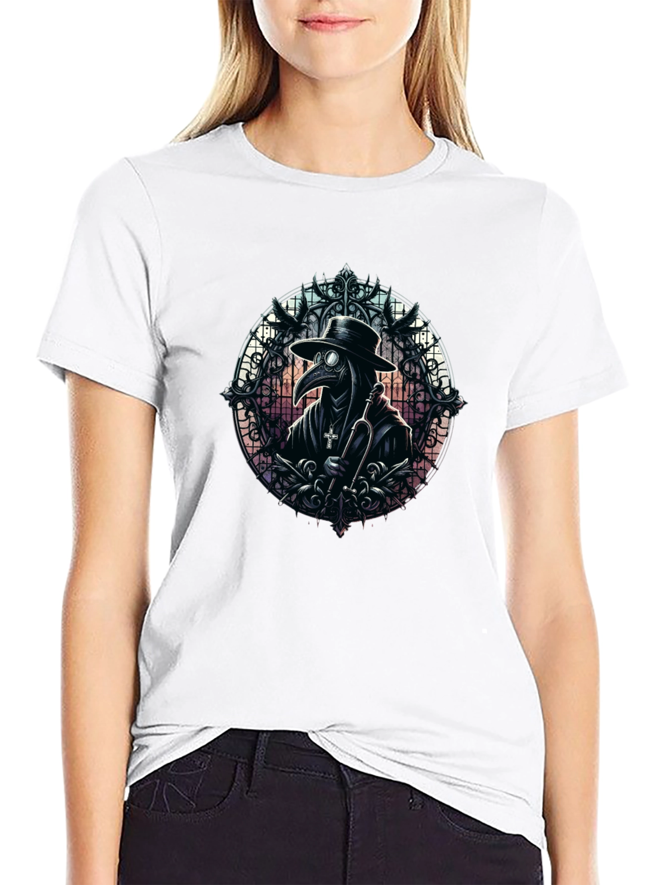 Plague Doctor Graphic Tee - Gothic Style