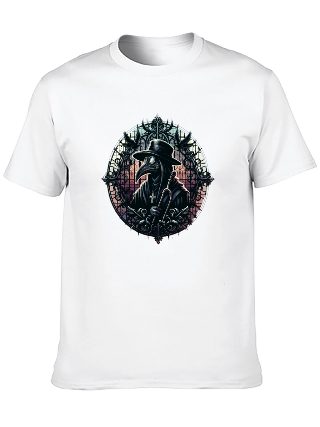 Plague Doctor Graphic Tee - Gothic Style