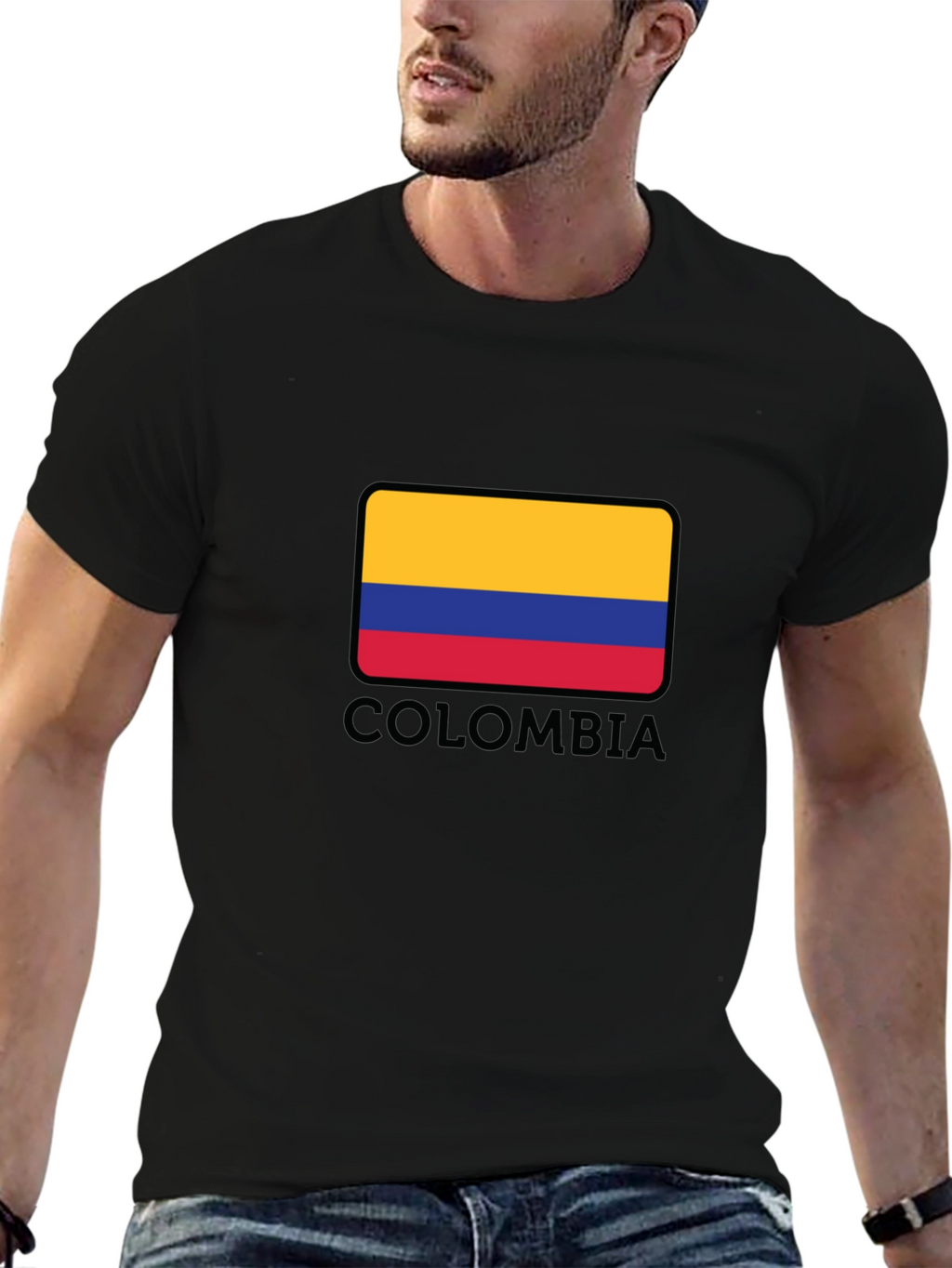 Colombia Flag Graphic Black T-Shirt