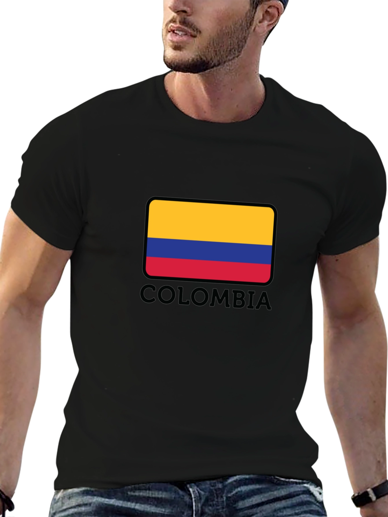 Colombia Flag Graphic Black T-Shirt